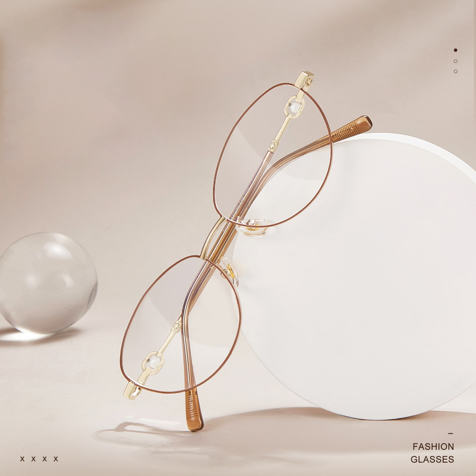 58166 Gafas de aleación con pelo de perlas y ojo de gato