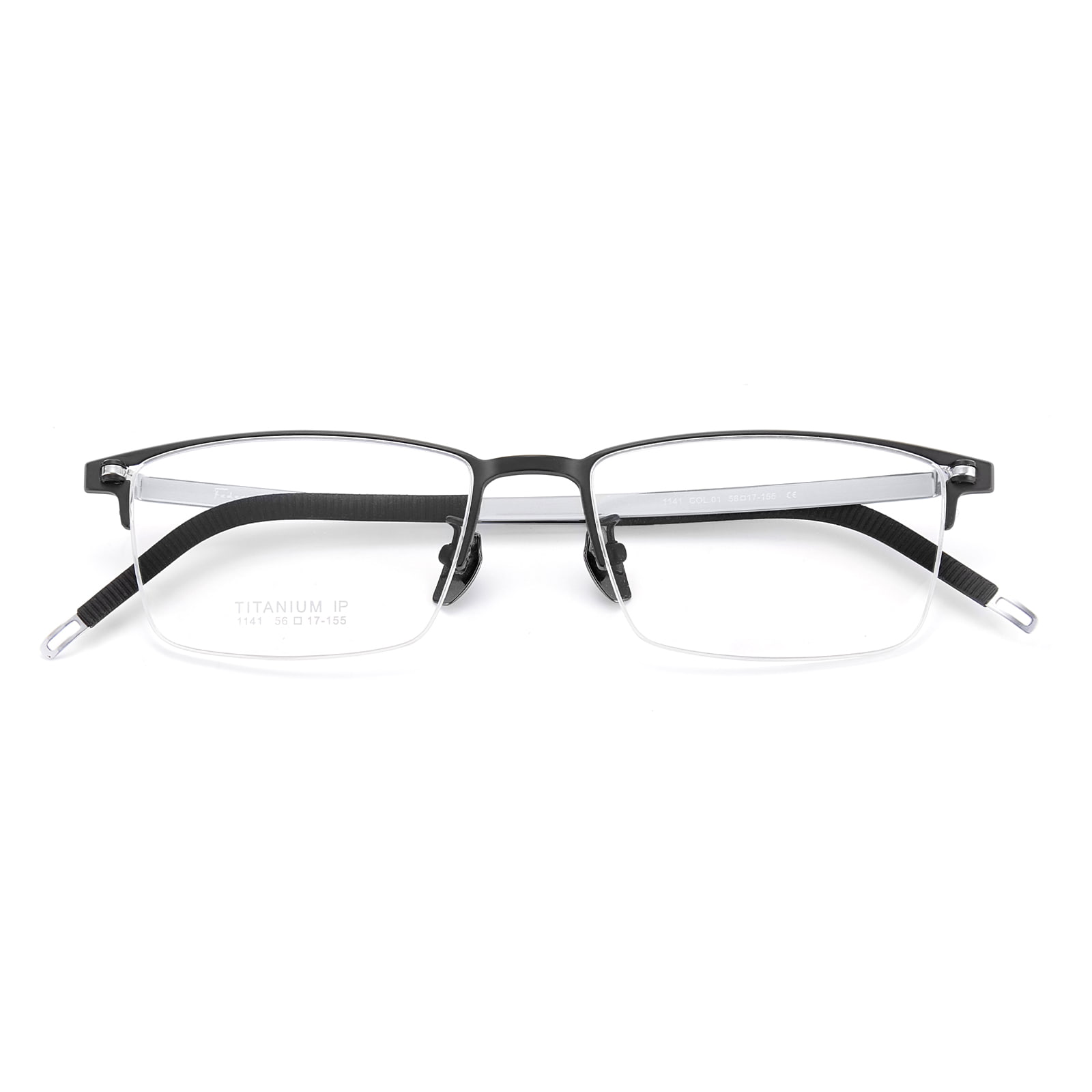 1141 Gafas de titanio puro sin pintar con media montura cepillada