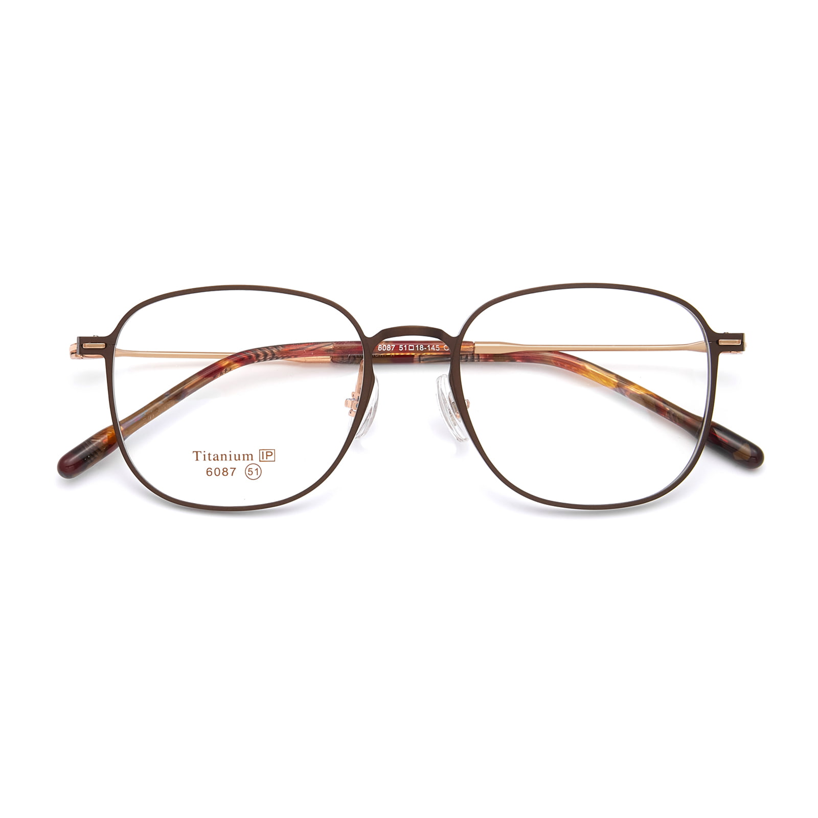 6087 Gafas de titanio puro con cabeza de pila integrada y círculo cuadrado