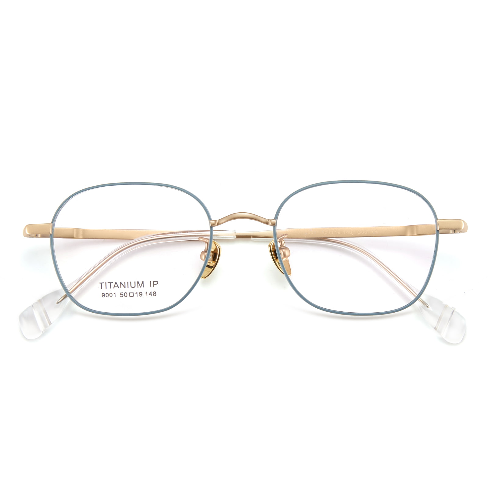 9001 Gafas poligonales simples y sólidas de titanio puro