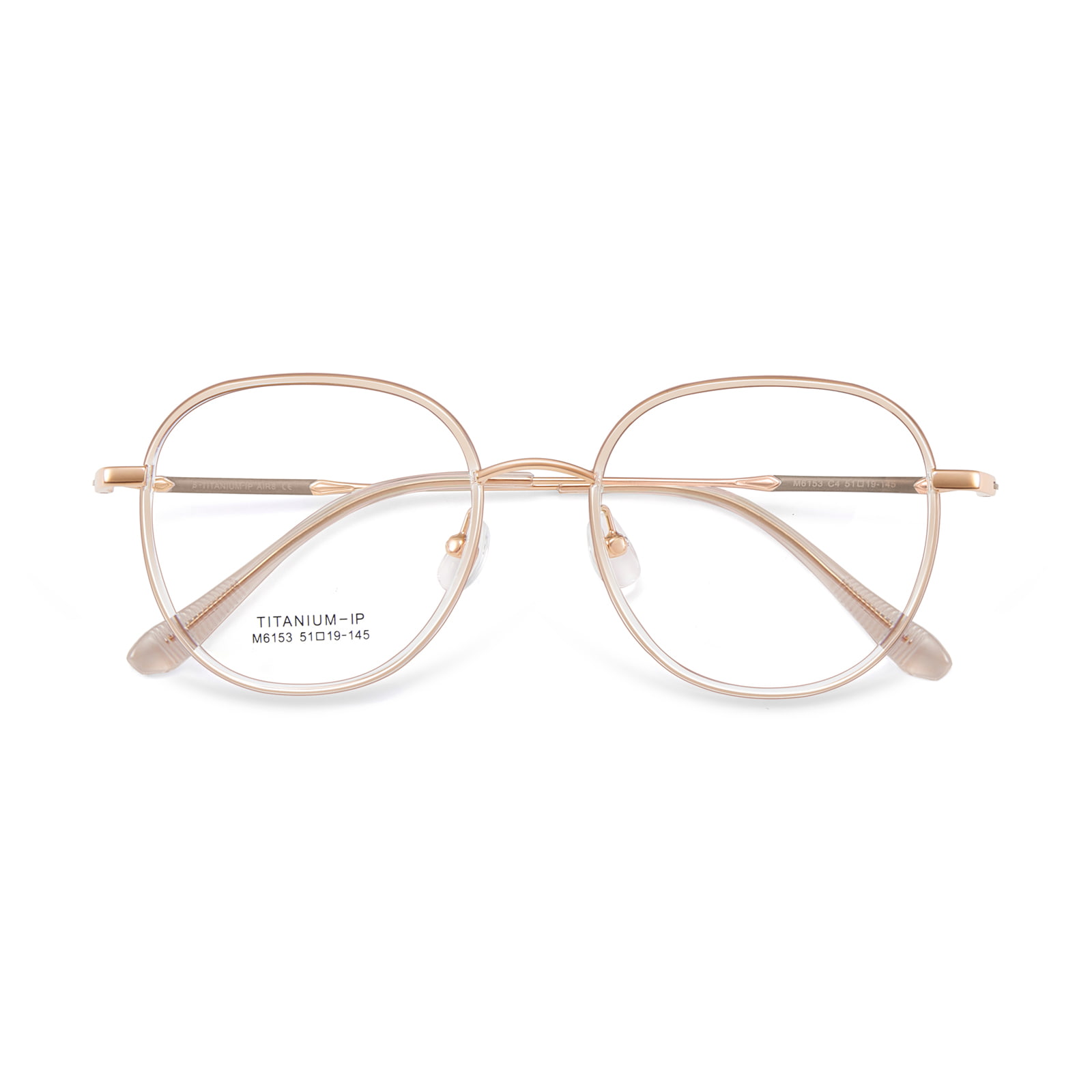 M6153 Montura redonda Patas de titanio Detalles metálicos Gafas de titanio Beta