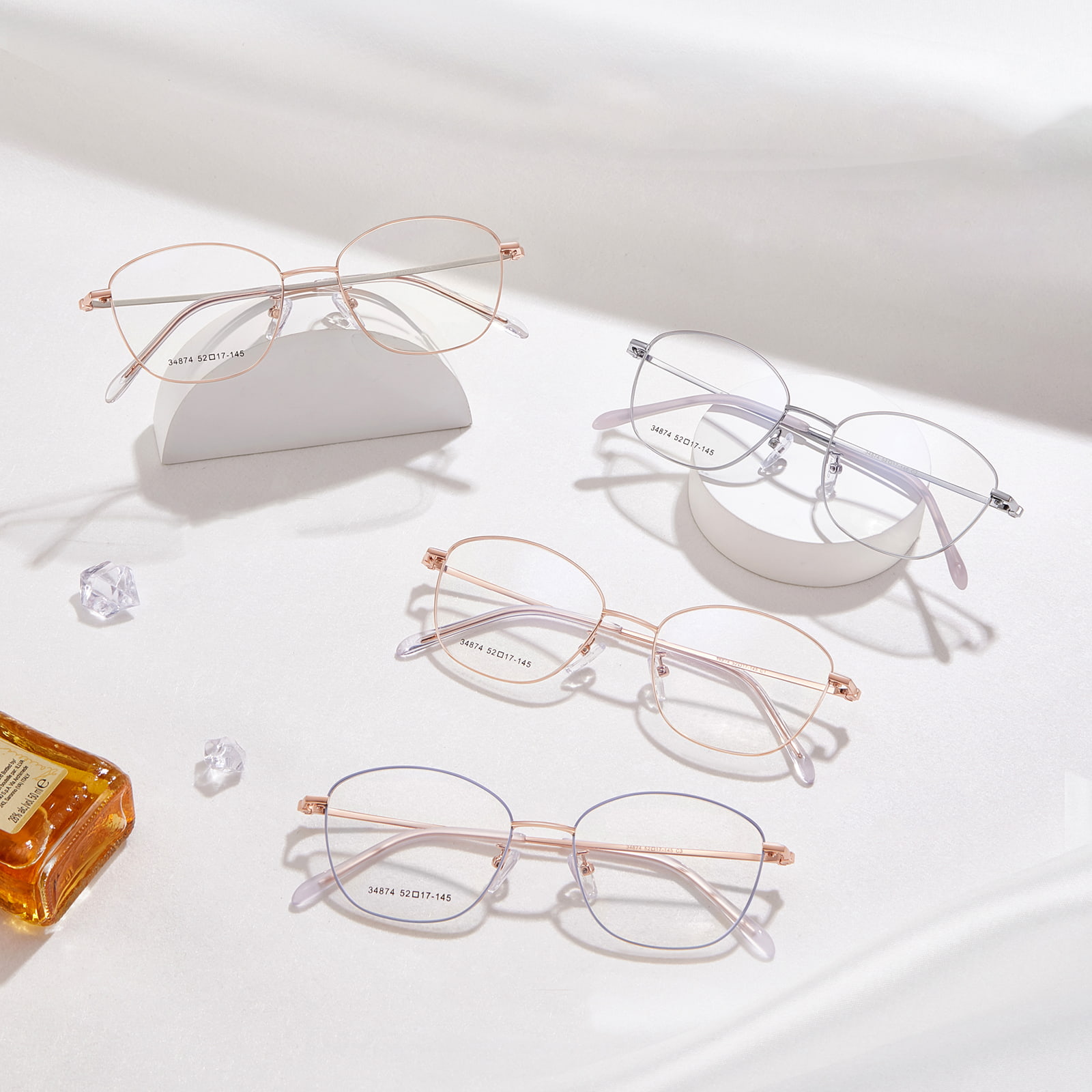 34874 Gafas retro de aleación con montura fina