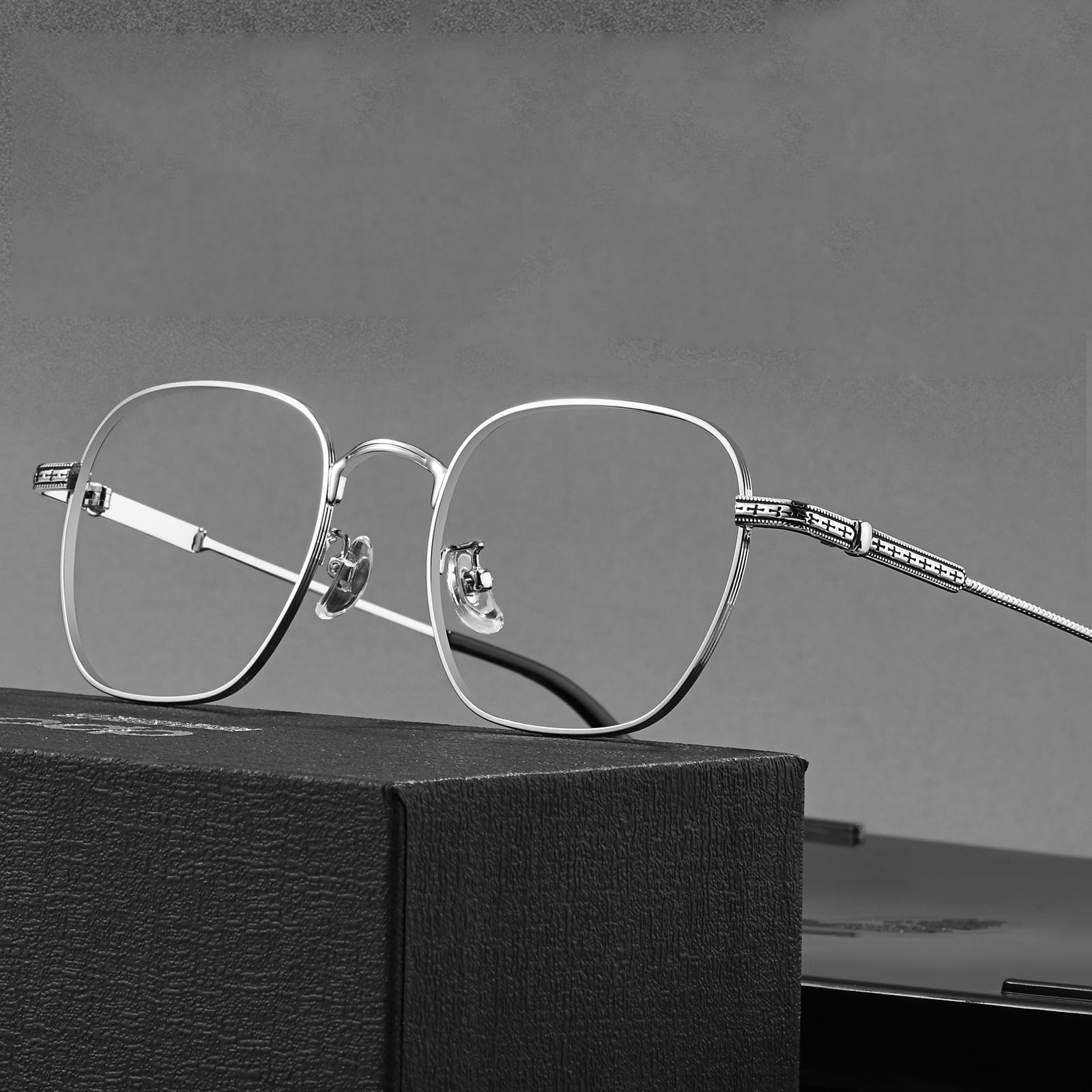 08008 Gafas de aleación cepilladas antiguas únicas
