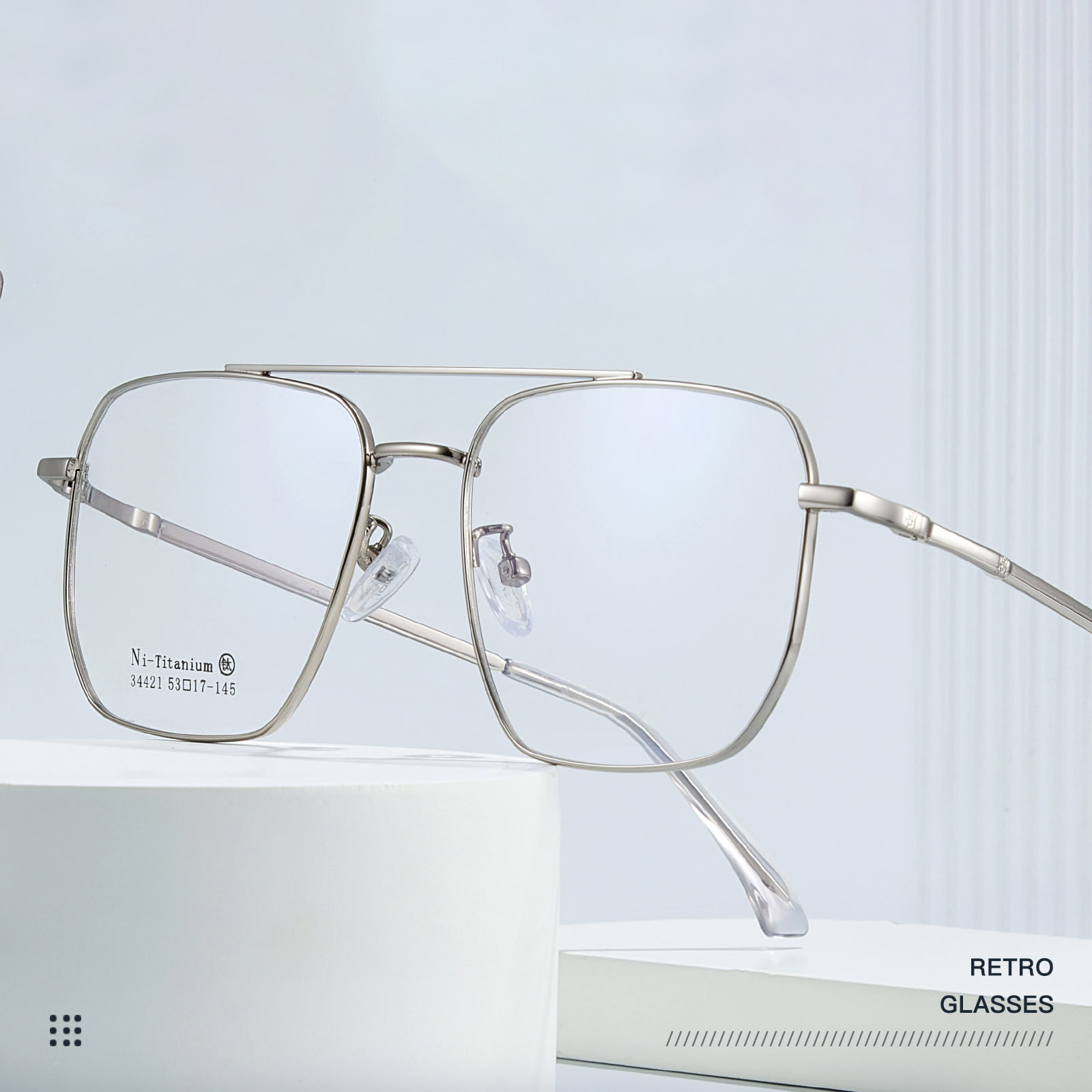 34421 Gafas de aleación esmeriladas de doble haz con montura cuadrada