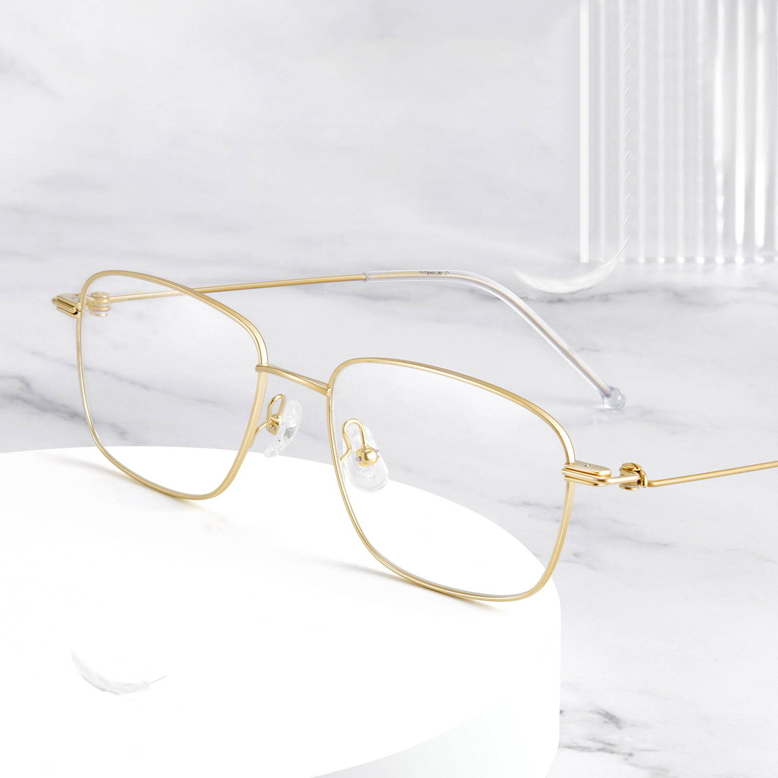 7734 Gafas de titanio puro con montura cuadrada ultraligeras