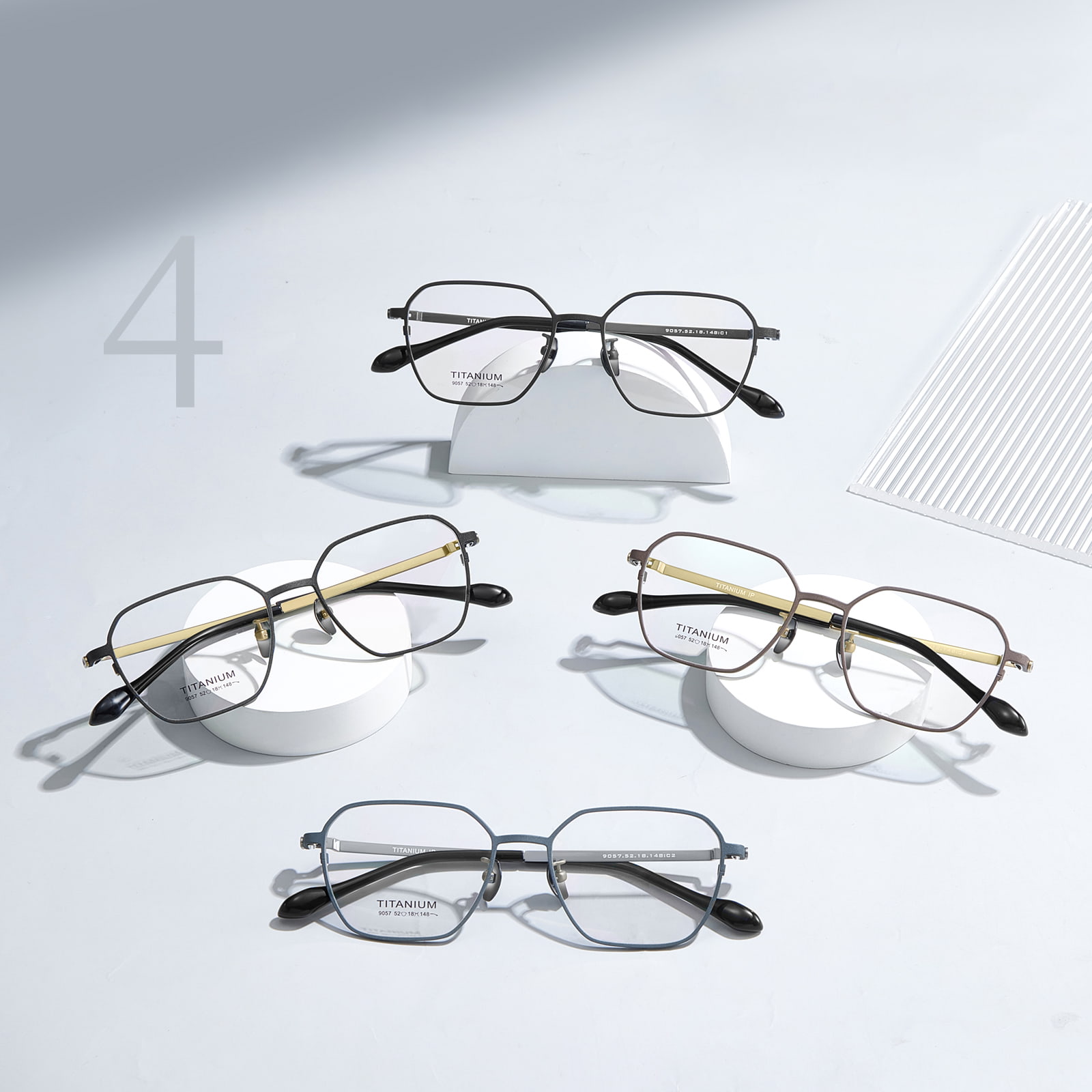 9057 Gafas de titanio puro personalizadas con corte hexagonal