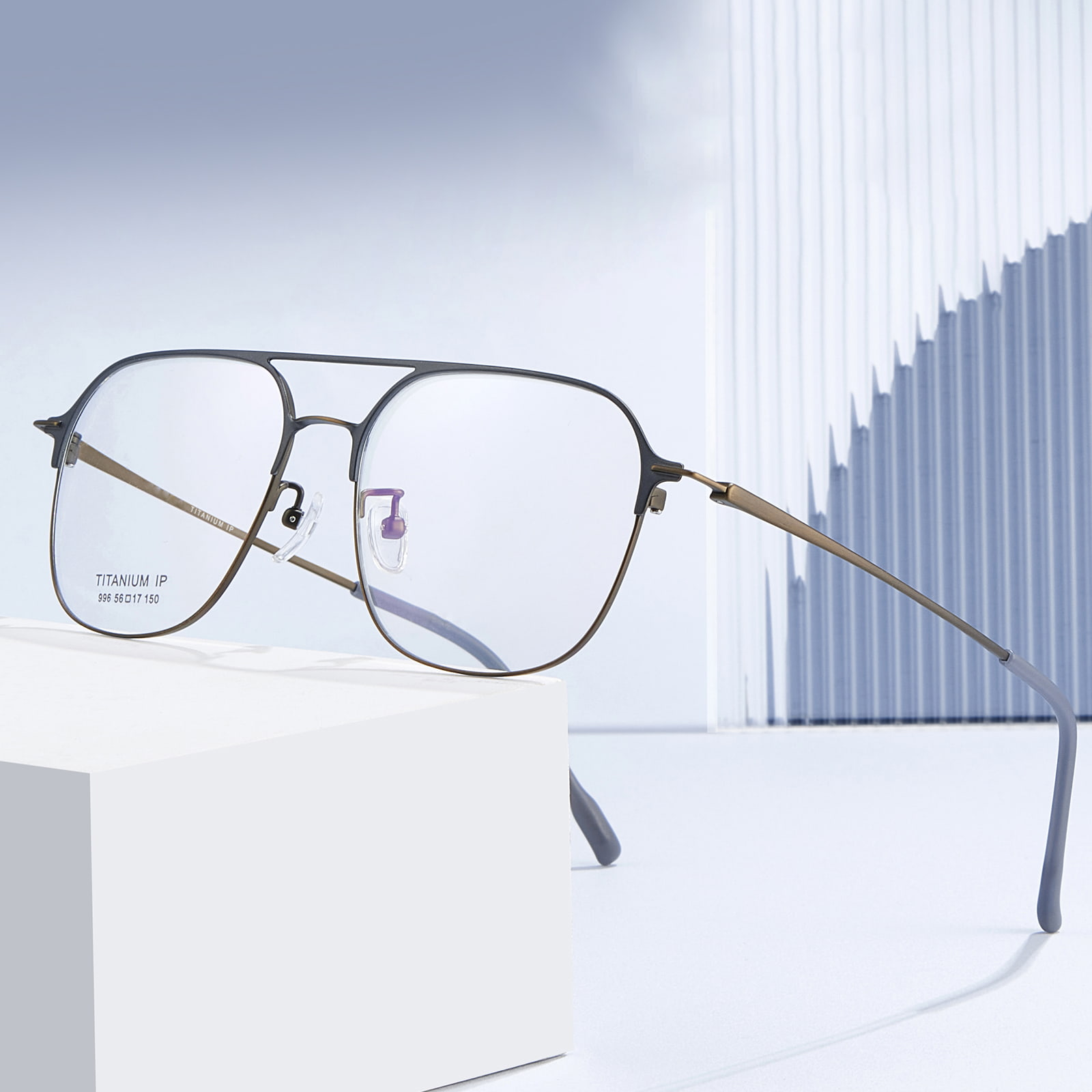 996 Gafas de titanio puro de una sola pieza de doble haz