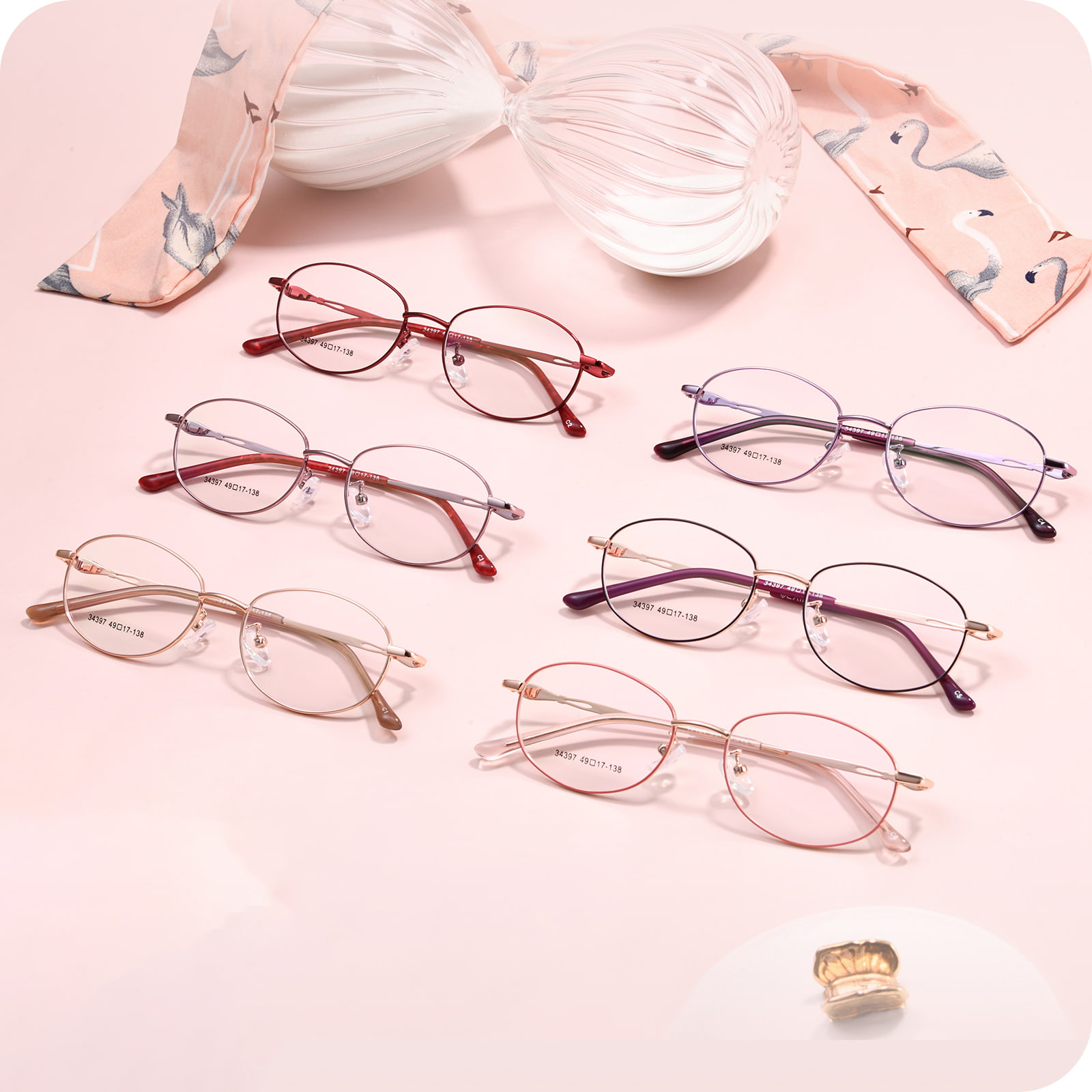 34397 Gafas de aleación de montura completa, ovaladas, para todos los días