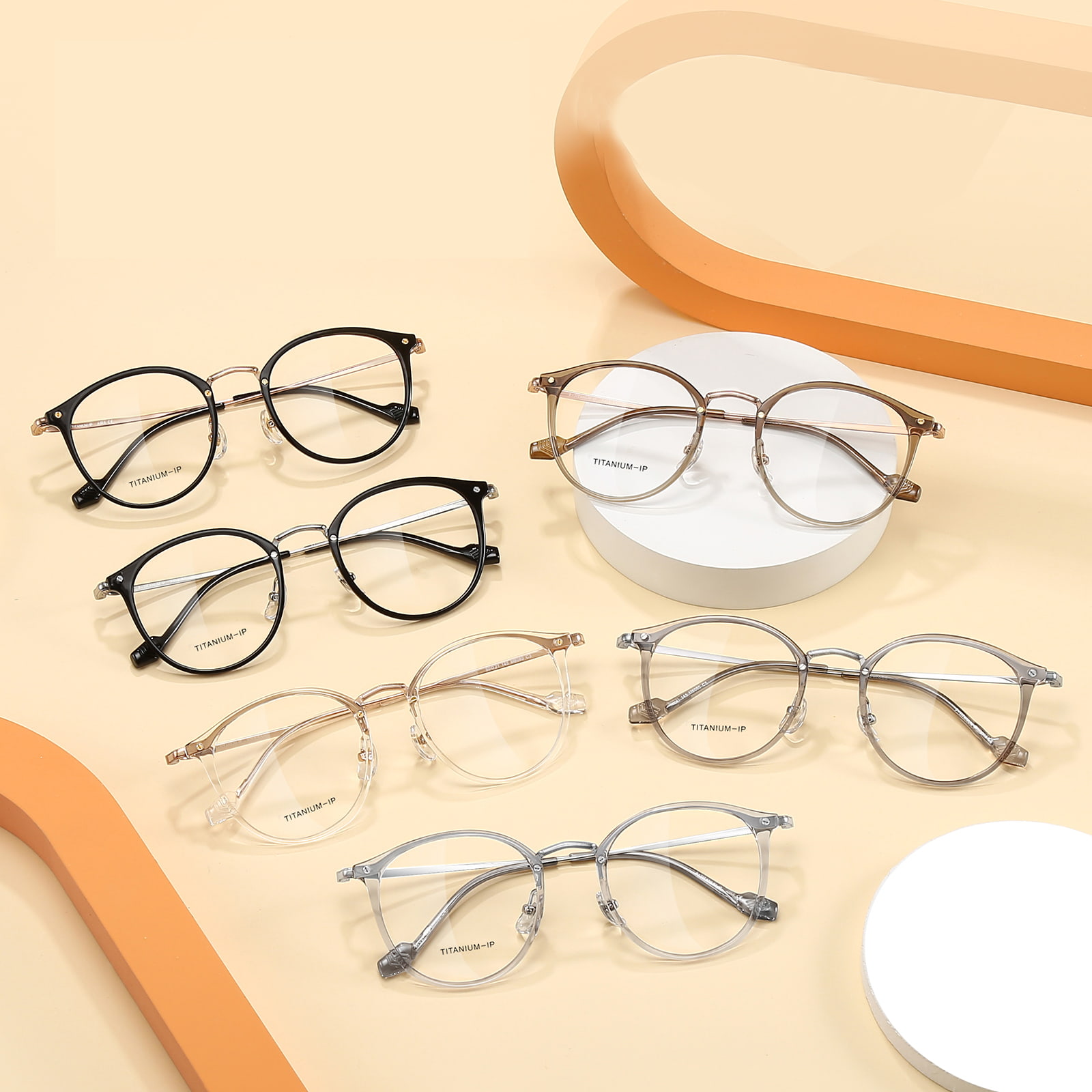 Gafas de titanio beta que no caen con montura redonda delgada M8080