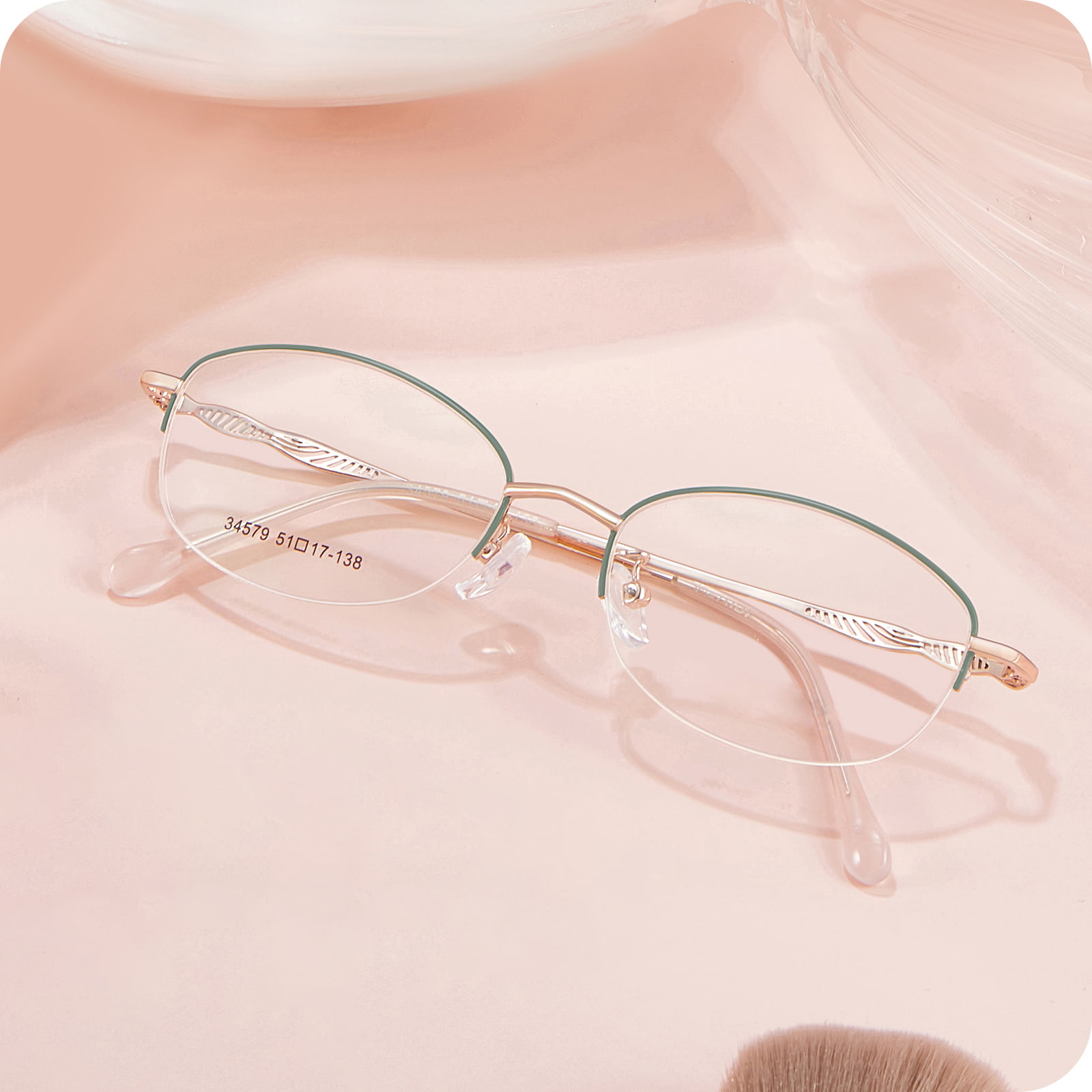 34579 Gafas de aleación de línea hueca asimétrica de oficina