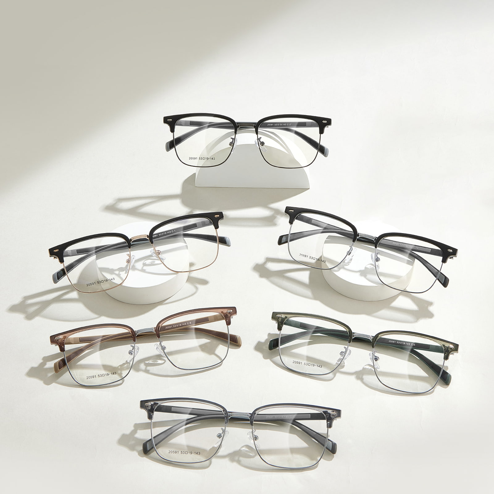 20591 Gafas informales de aleación con patillas de acero y plástico