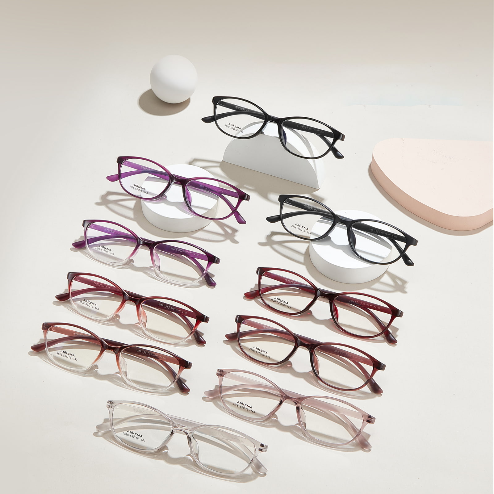 3526 Montura tipo ojo de gato para gafas TR90