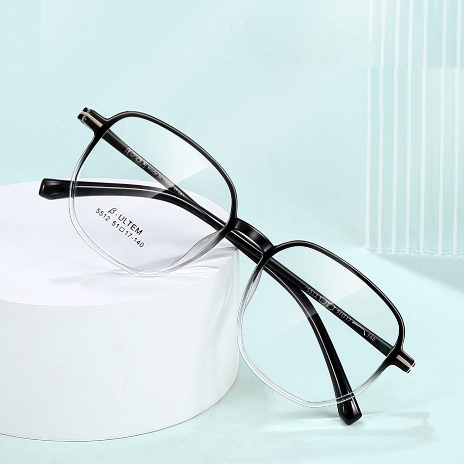 Gafas TR90 de acero plástico, titanio, tungsteno, marco cuadrado blanco degradado negro 5512
