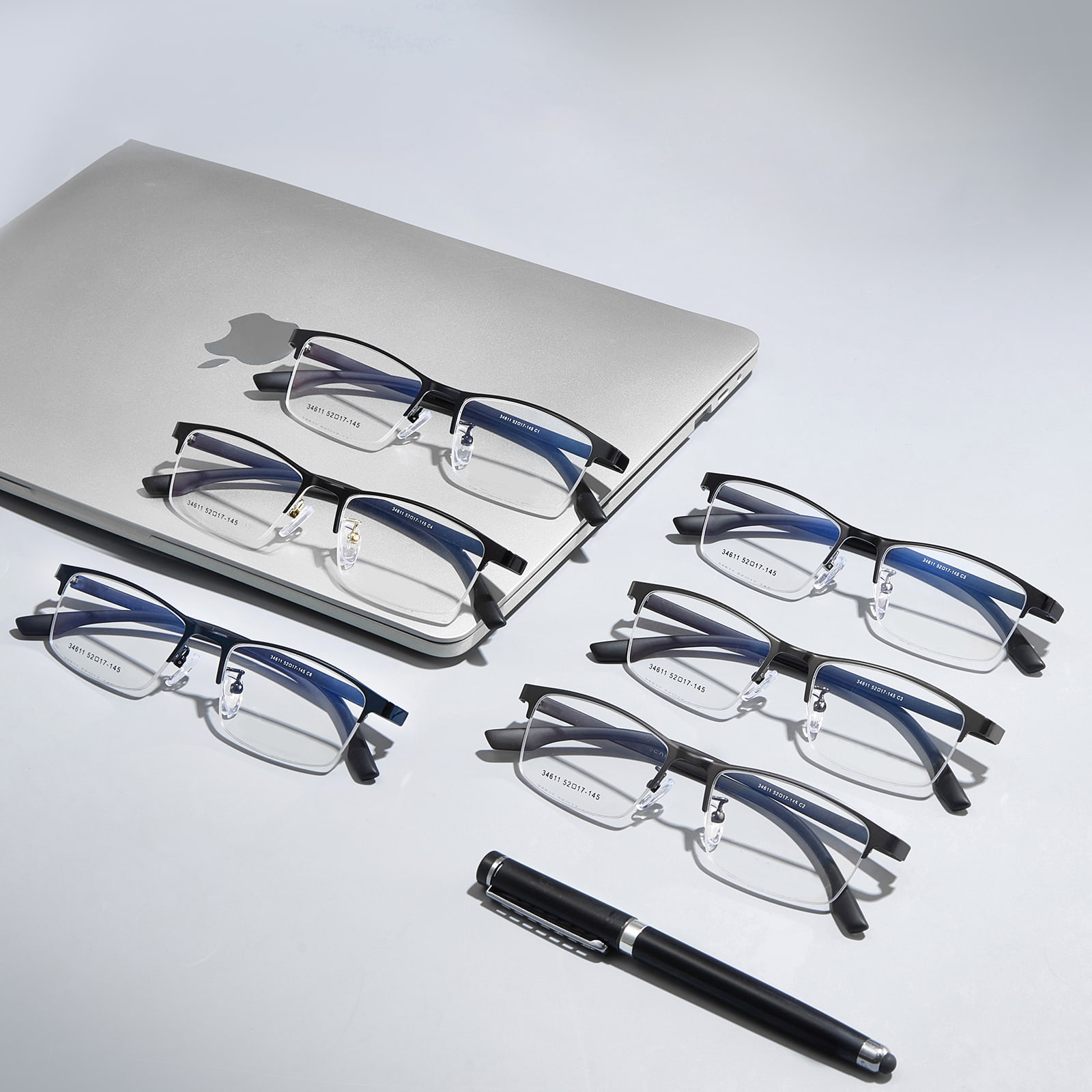 34611 Gafas minimalistas de aleación hipoalergénicas de media montura