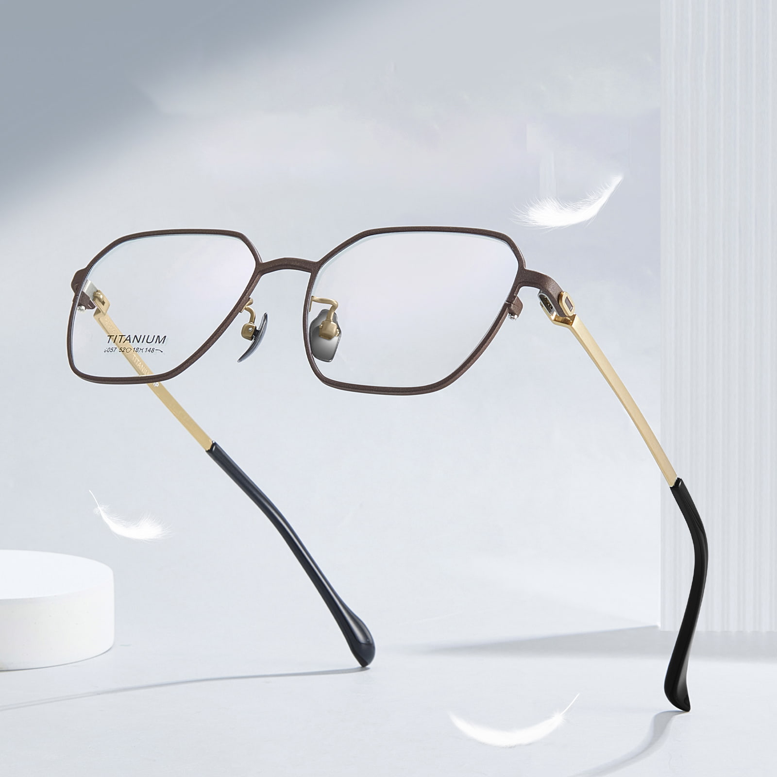 9057 Gafas de titanio puro personalizadas con corte hexagonal