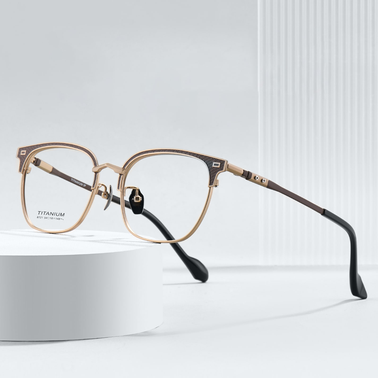 6721 Gafas de titanio puro galvanizadas resistentes que no se decoloran