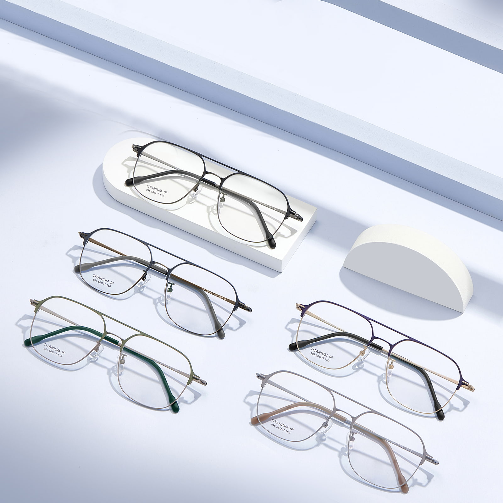 996 Gafas de titanio puro de una sola pieza de doble haz