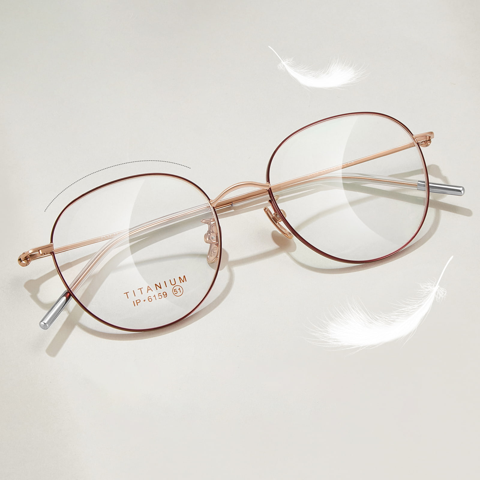 6159 Gafas ovaladas finas de titanio
