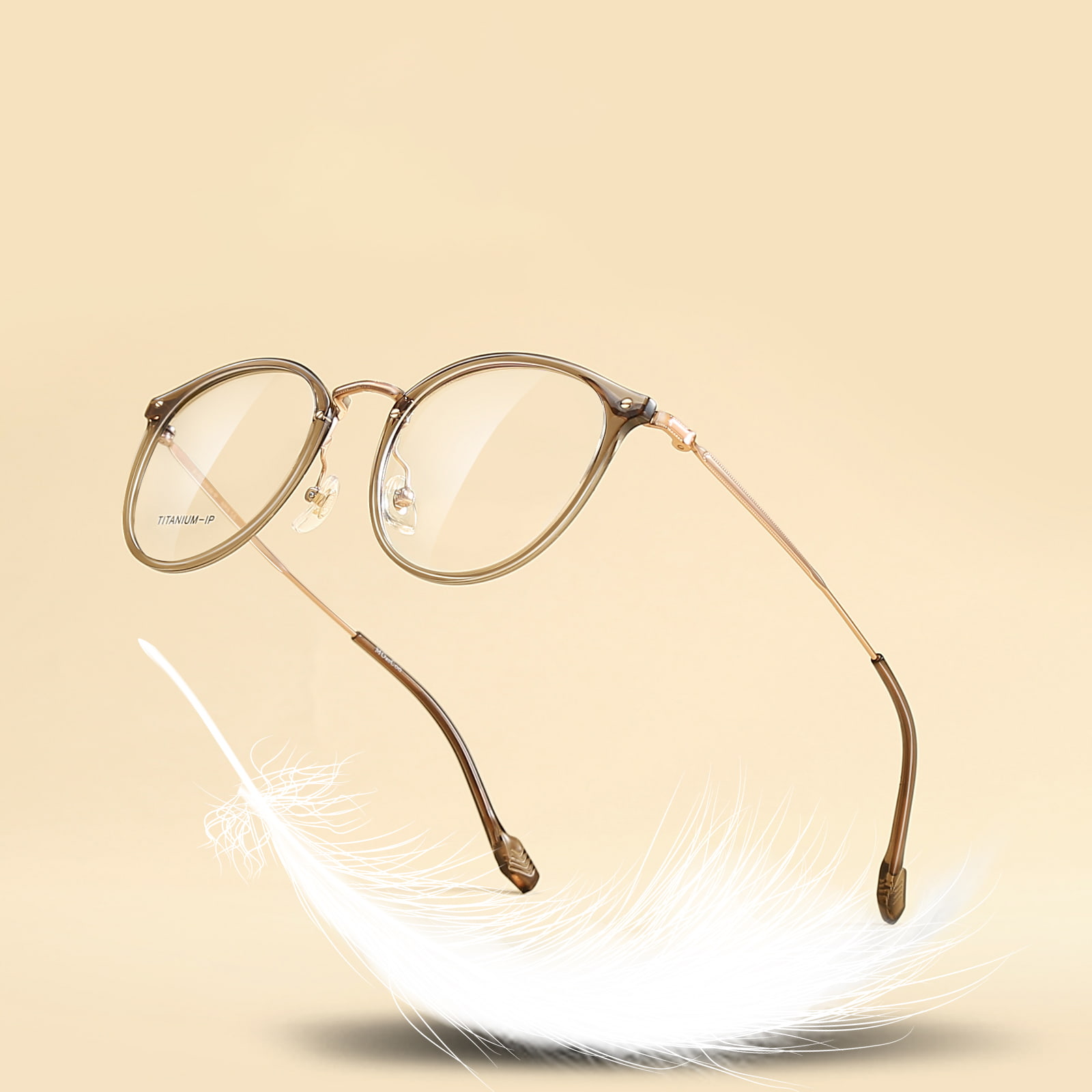 Gafas de titanio beta que no caen con montura redonda delgada M8080