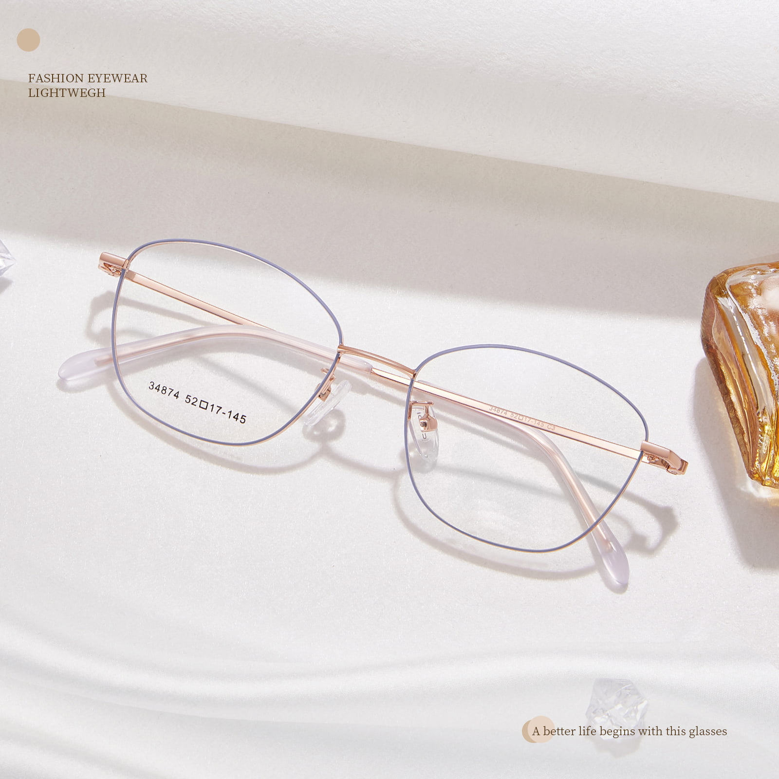 34874 Gafas retro de aleación con montura fina