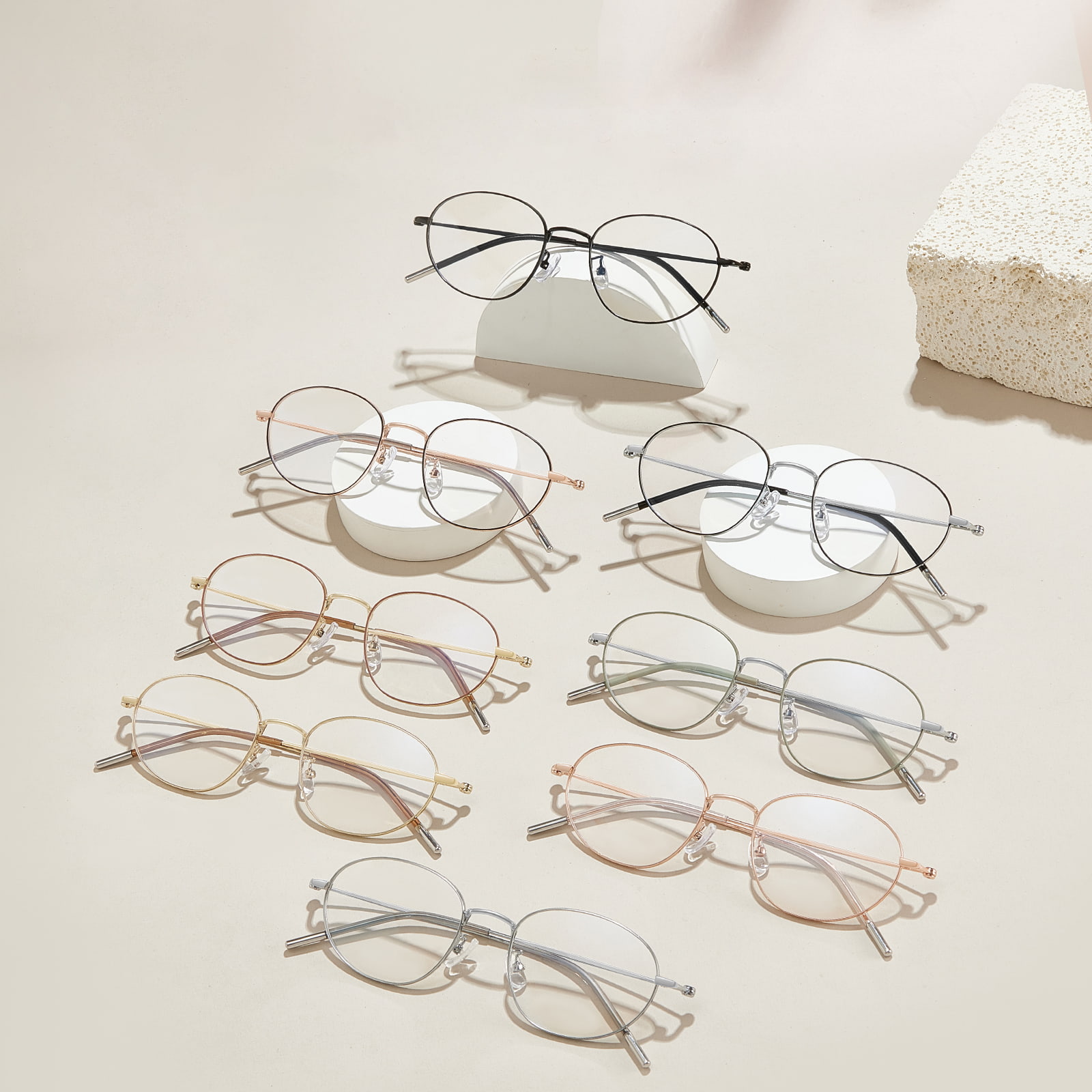 58161 Gafas de aleación asimétricas con montura estrecha y respetuosas con la piel