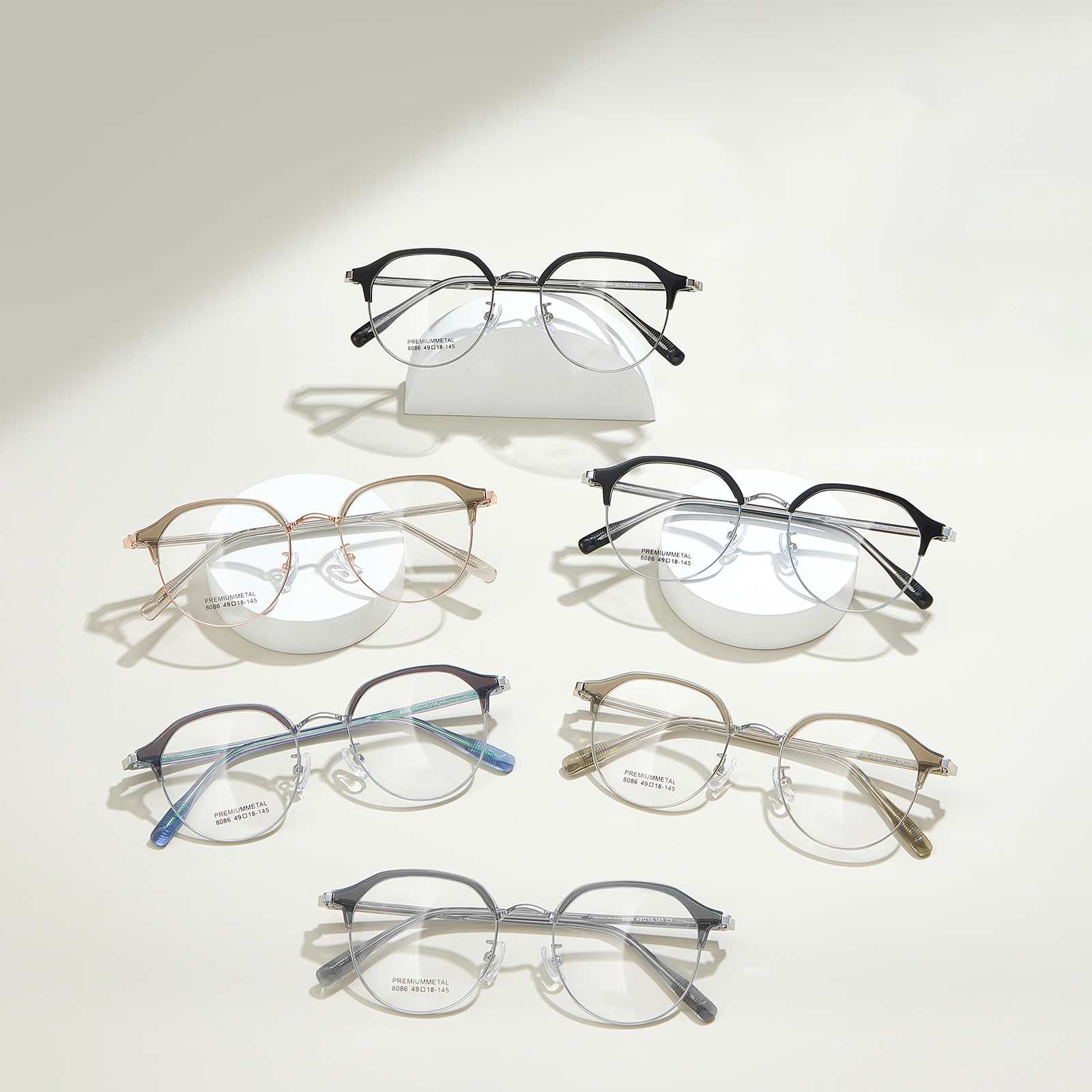 8086 Gafas de aleación con montura ovalada de lectura diaria