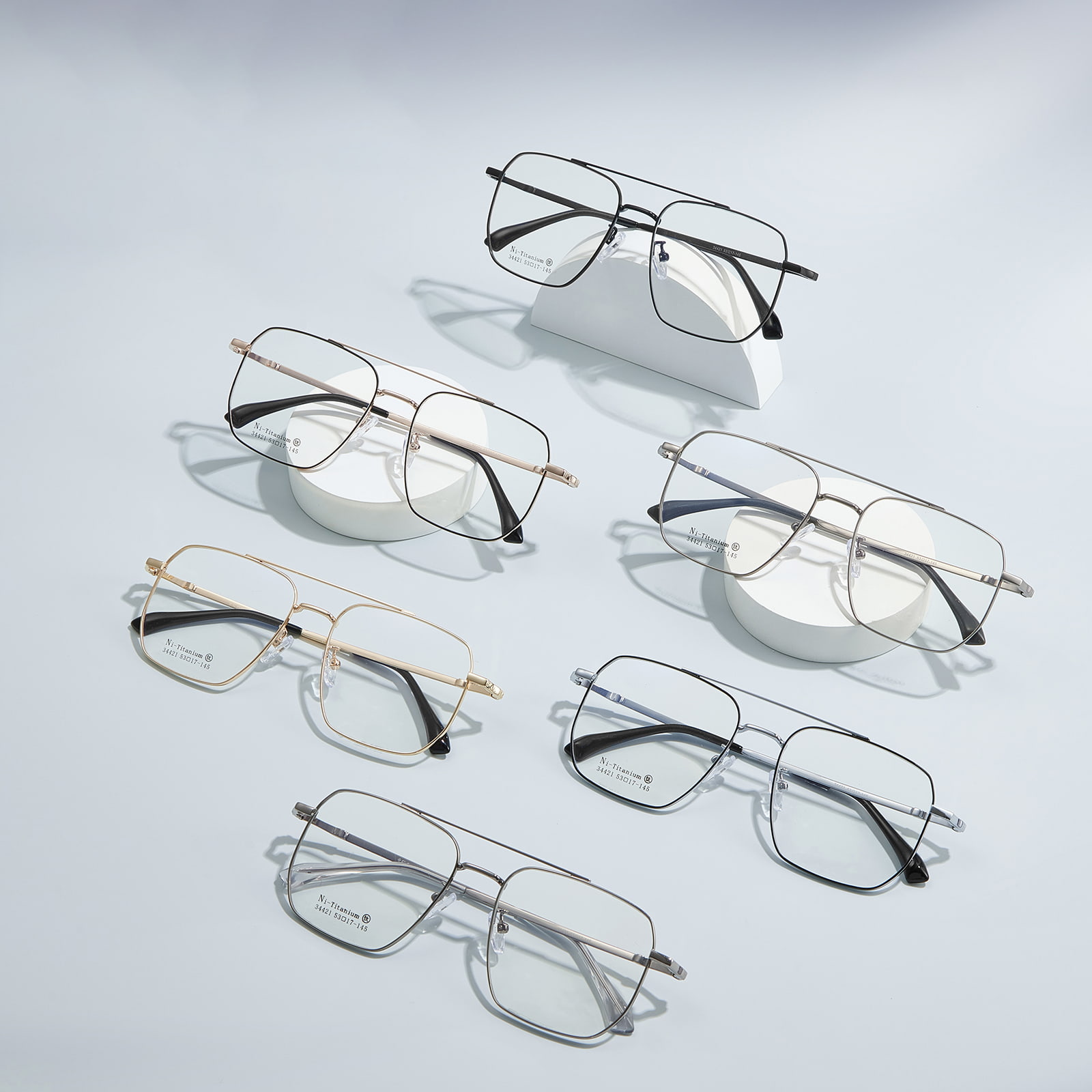 34421 Gafas de aleación esmeriladas de doble haz con montura cuadrada