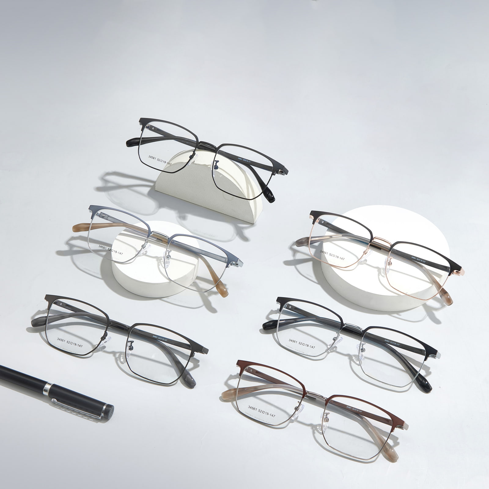 34561 Gafas de aleación de patillas de silicona para caballero de negocios