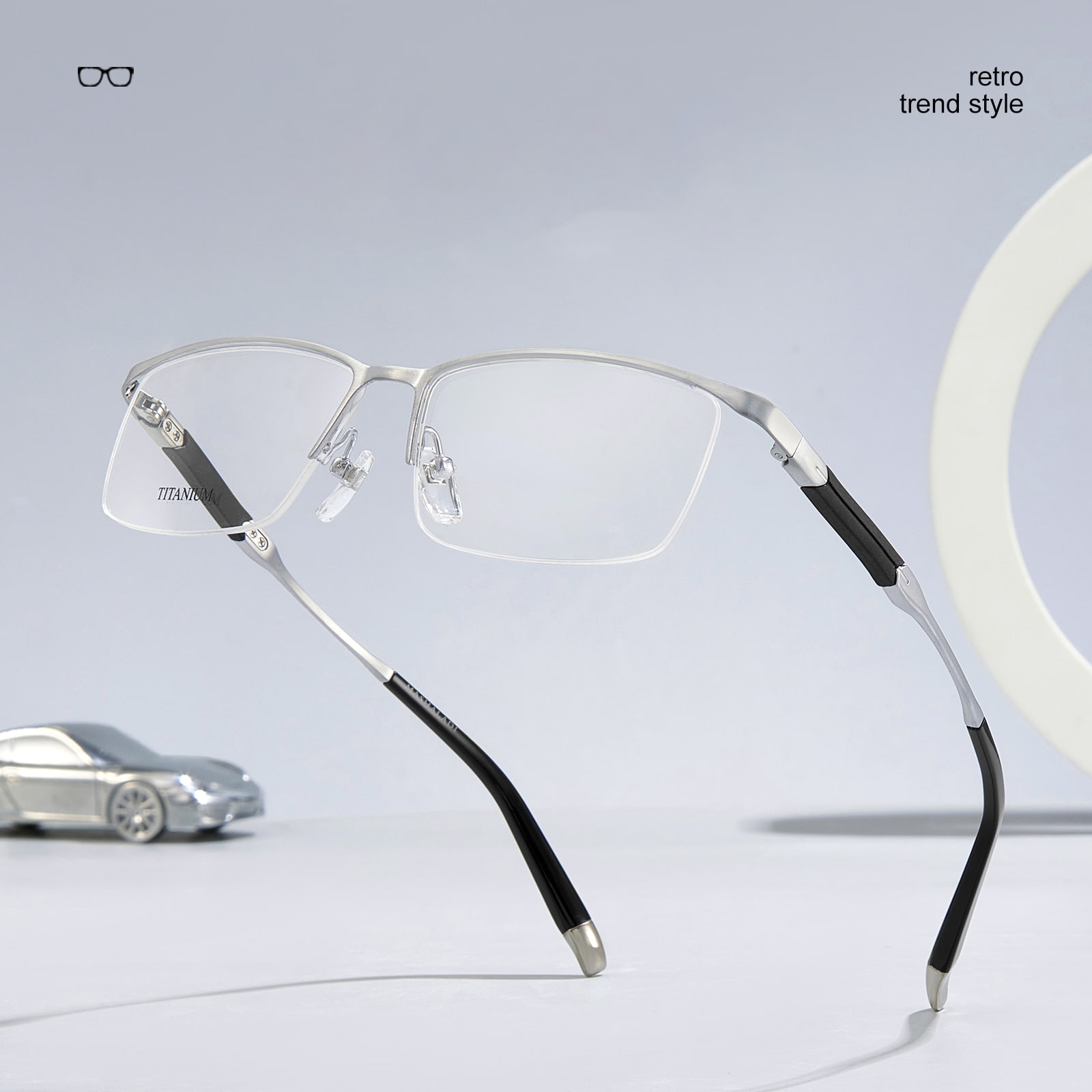 Gafas de titanio puro no deformables de media montura de alta gama S9049