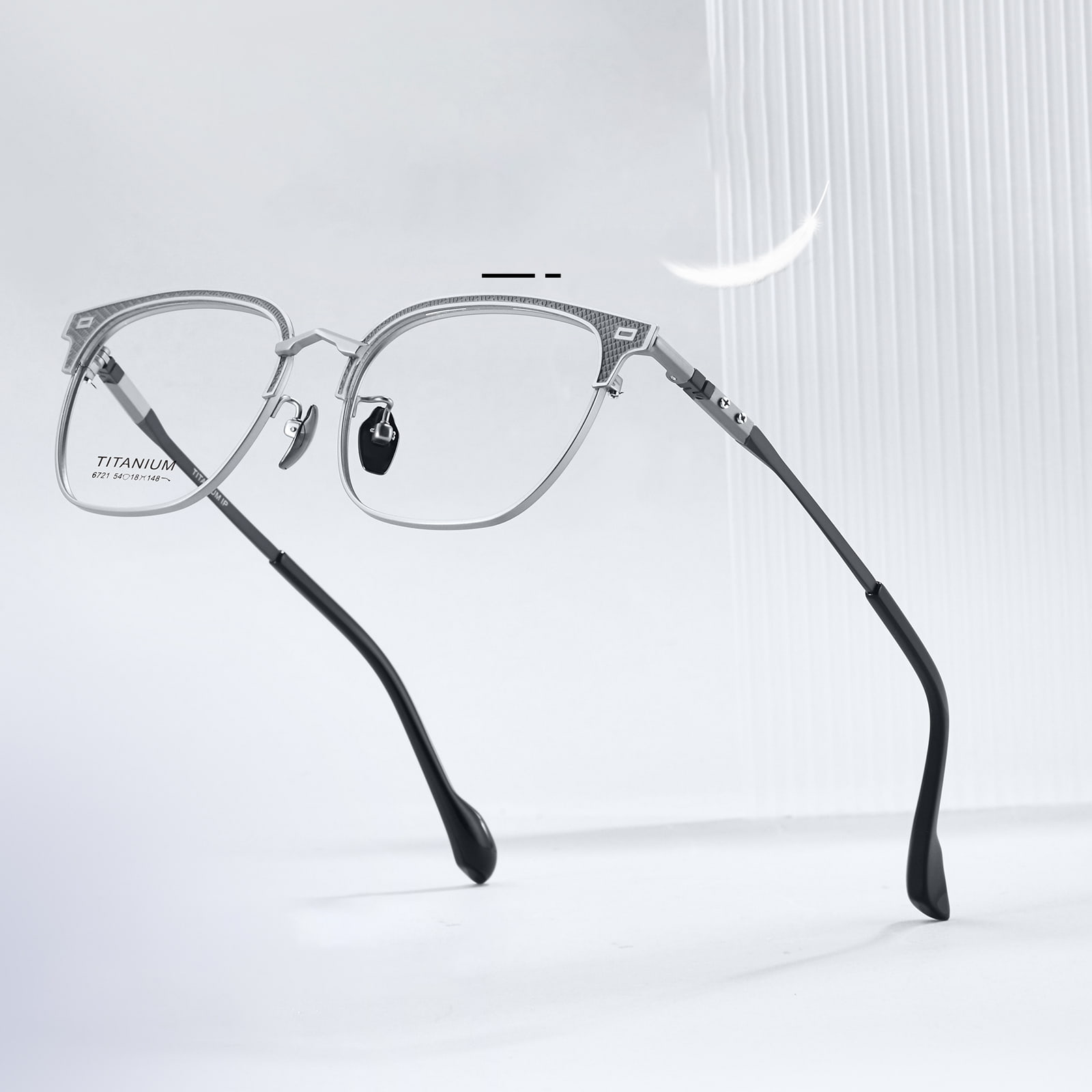 6721 Gafas de titanio puro galvanizadas resistentes que no se decoloran