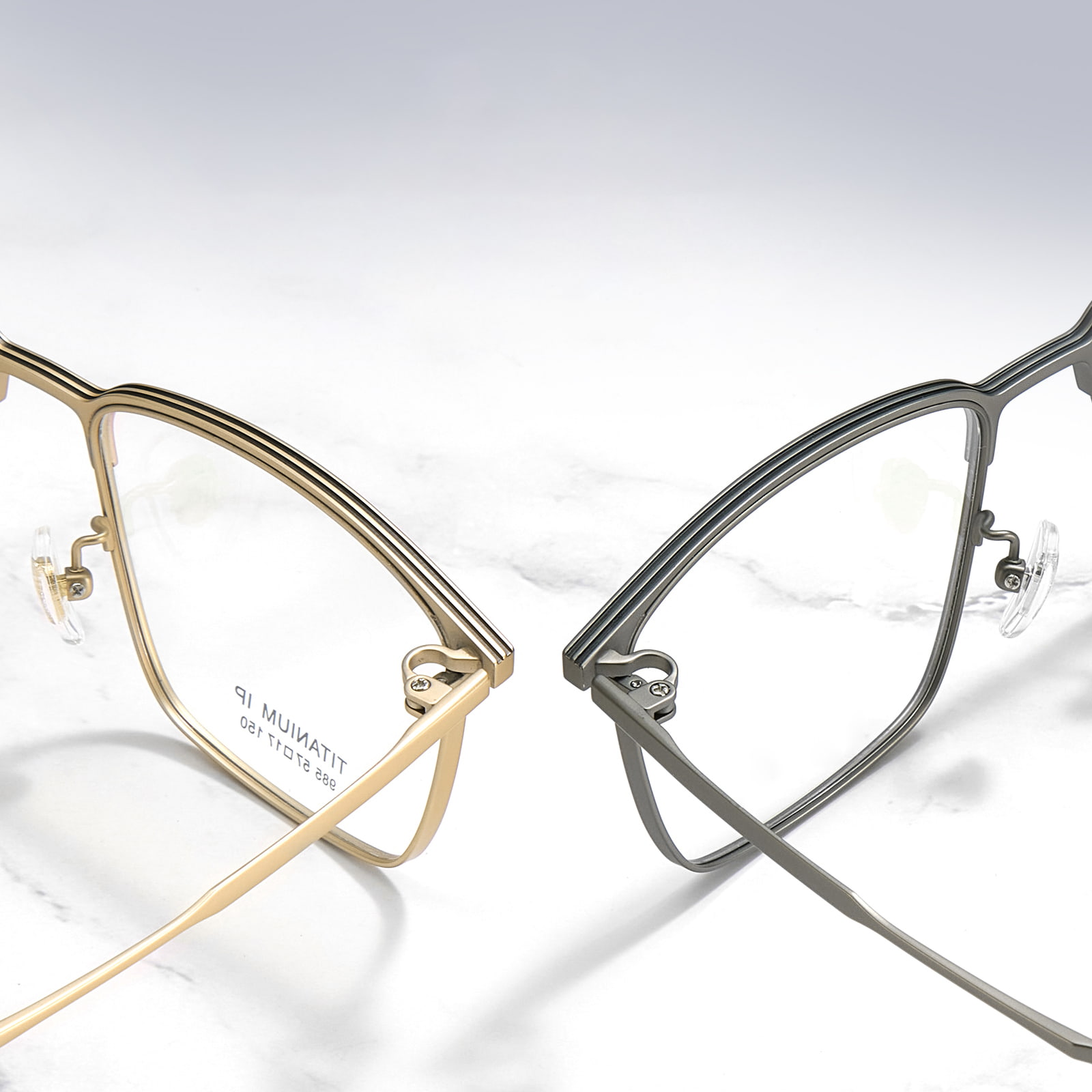 985 Gafas de titanio puro con marco galvanizado y línea de cejas engrosadas