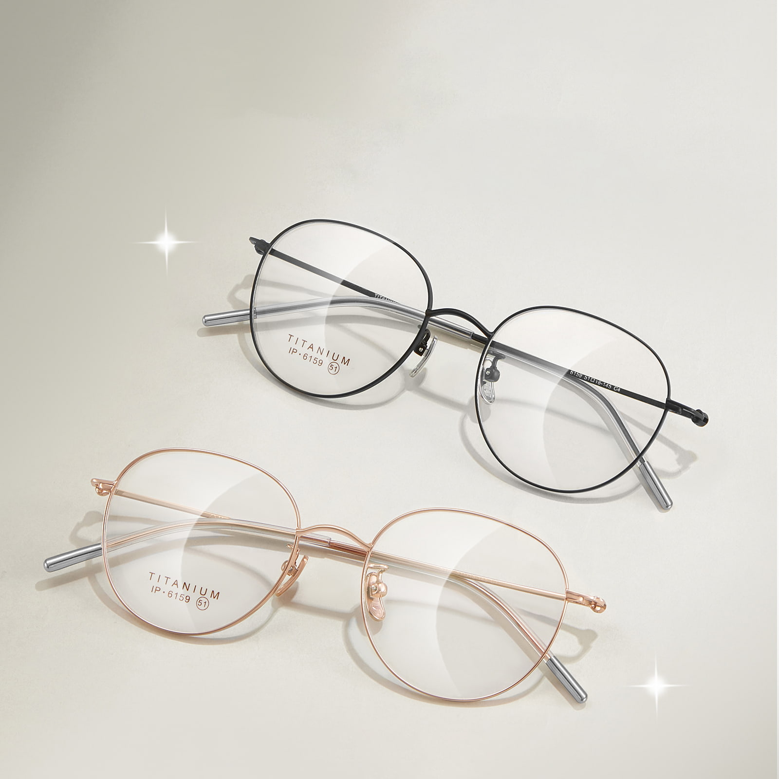 6159 Gafas ovaladas finas de titanio
