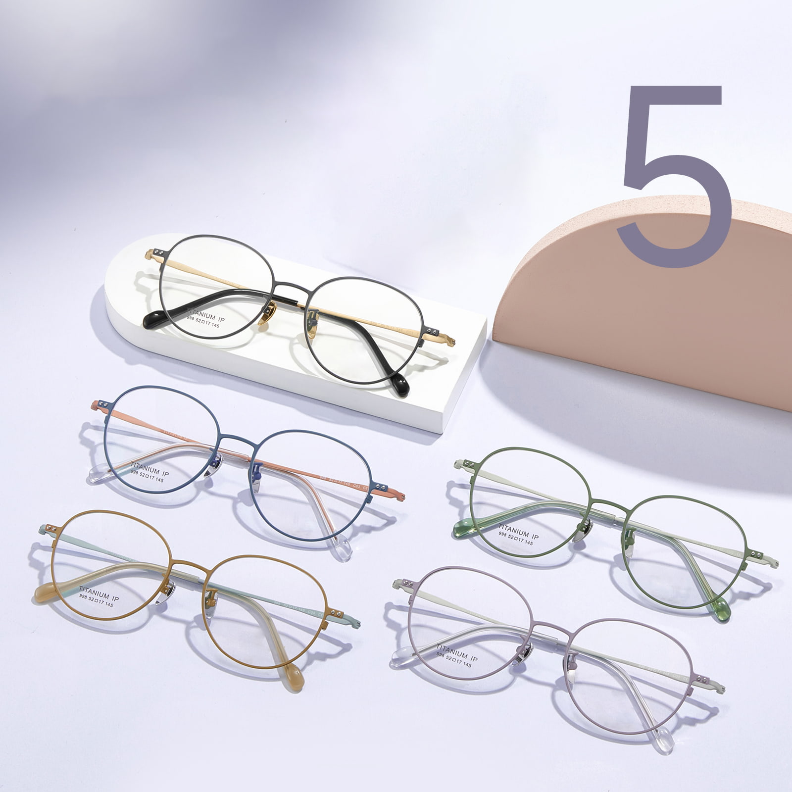 998 Marco ultrafino Placa de cristal Cubierta de pie Gafas de titanio puro