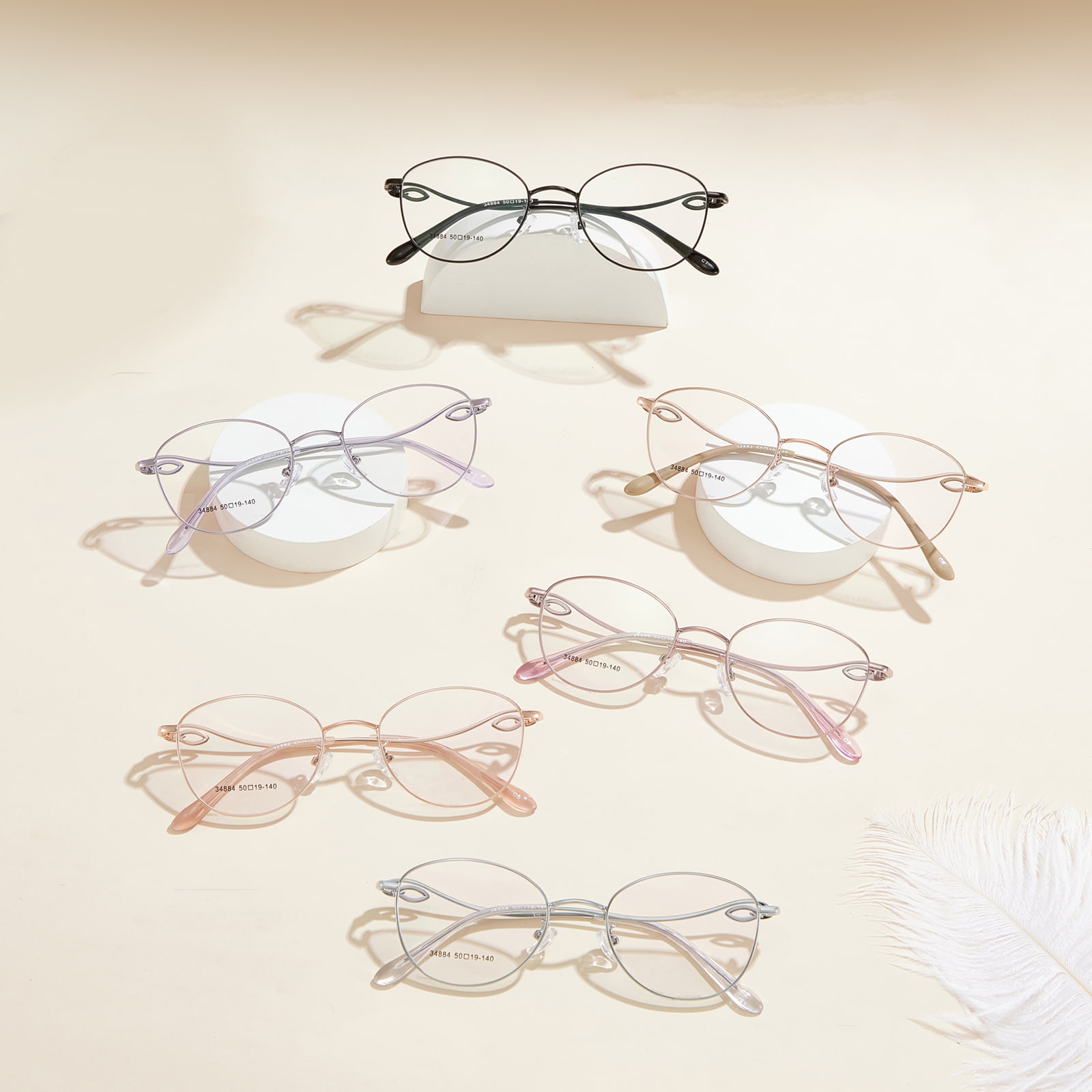 34884 Gafas de aleación talladas de doble cara suaves