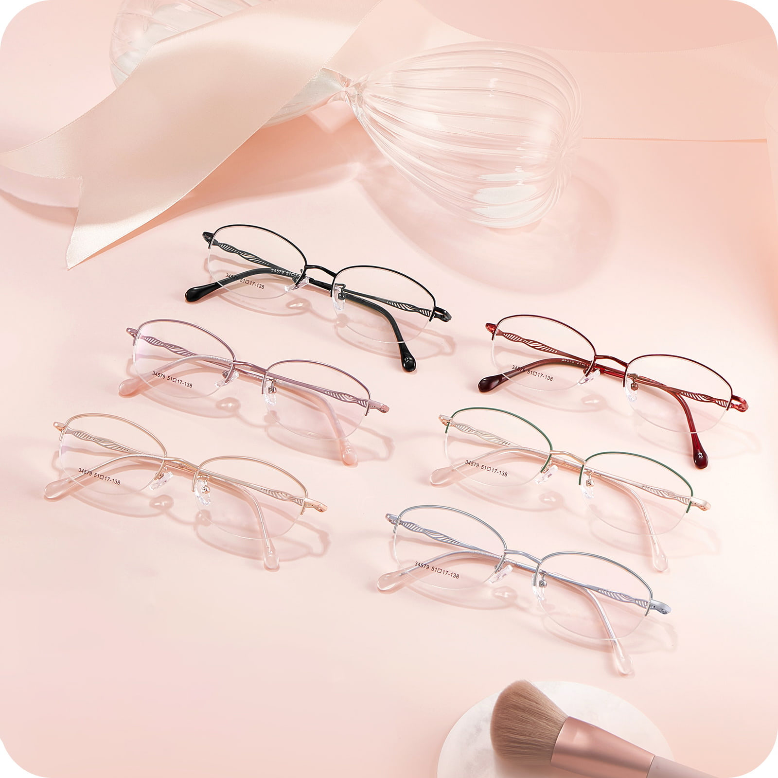 34579 Gafas de aleación de línea hueca asimétrica de oficina
