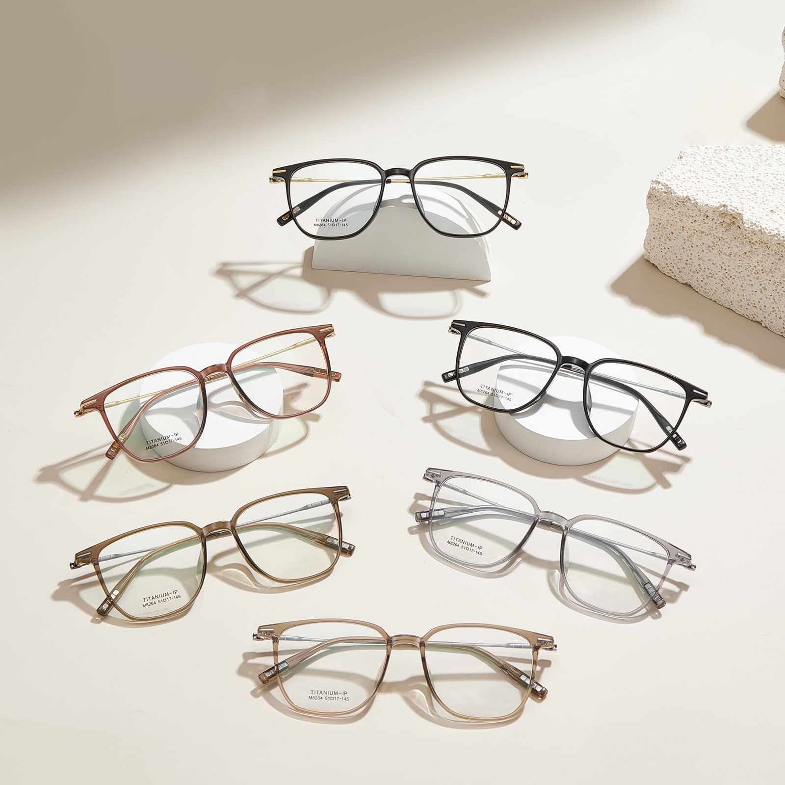 M8264 Gafas de bambú β titanio ligeras y duraderas