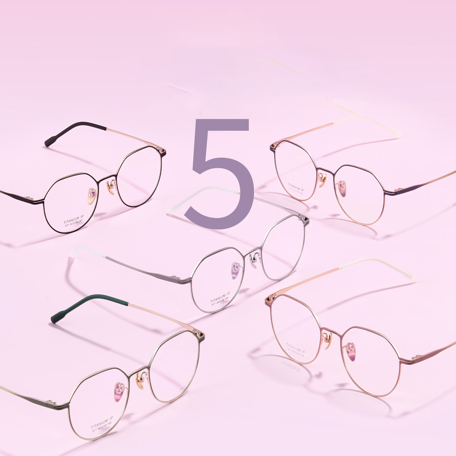 977 Gafas de titanio puro no oxidadas con punto sin soldadura y gradiente