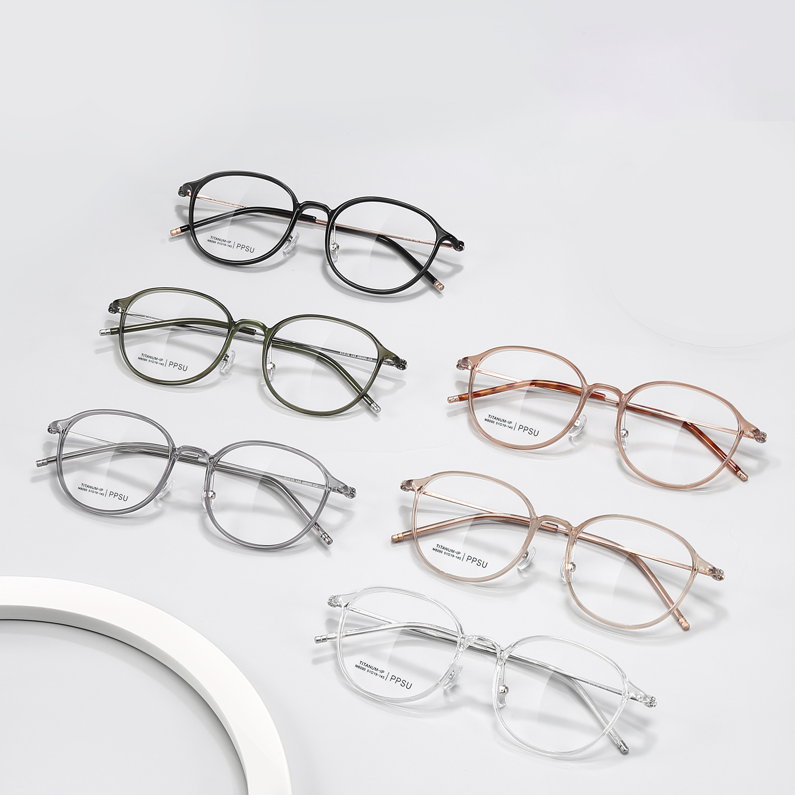 Gafas de titanio β resistentes a altas temperaturas clásicas con montura redonda M8090