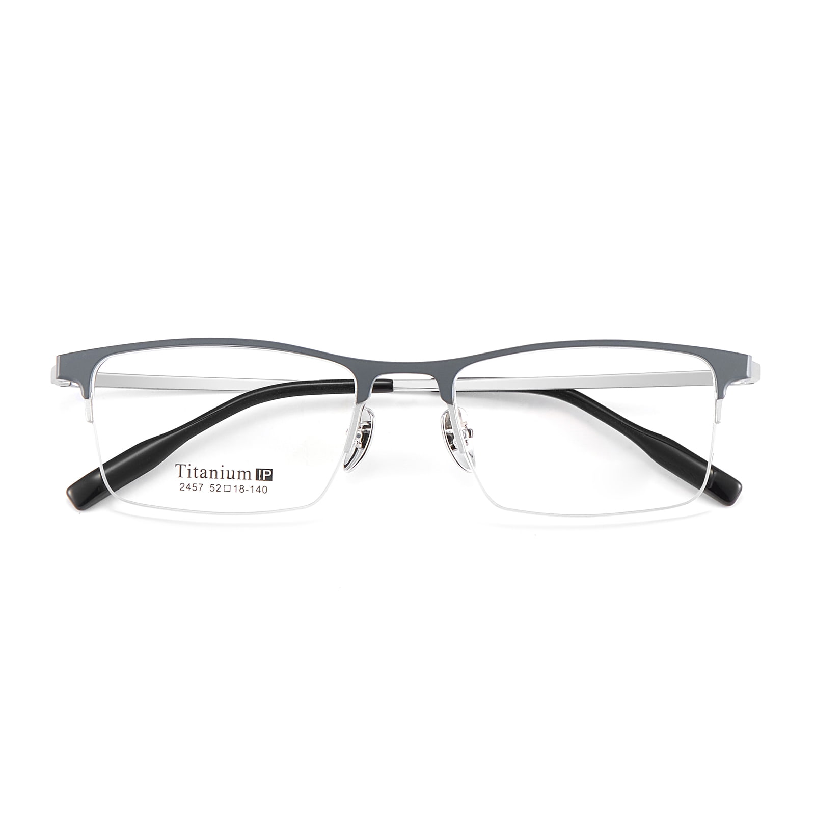 2457 Gafas de magnesio de aluminio resistentes a impactos con medio marco cepillado