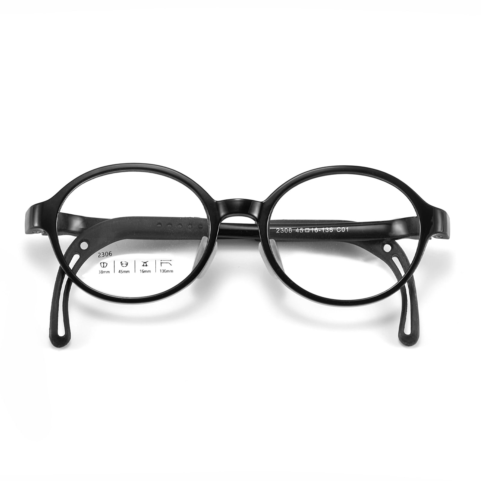 2306 Gafas huecas con cuerda para gafas a juego, almohadillas nasales de silicona suave antipérdida