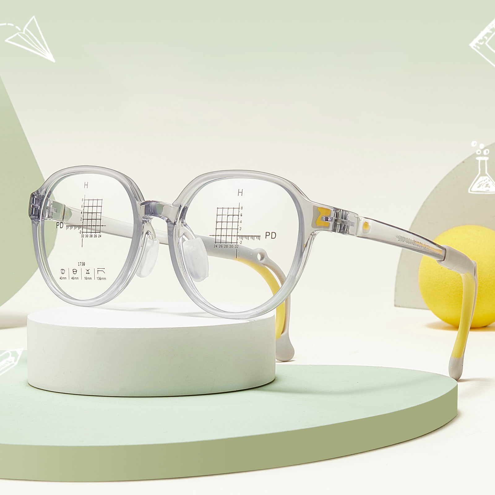 1730 Gafas con almohadilla para la nariz de silicona suave, curvadas arbitrariamente, respetuosas con el medio ambiente y respetuosas con la piel