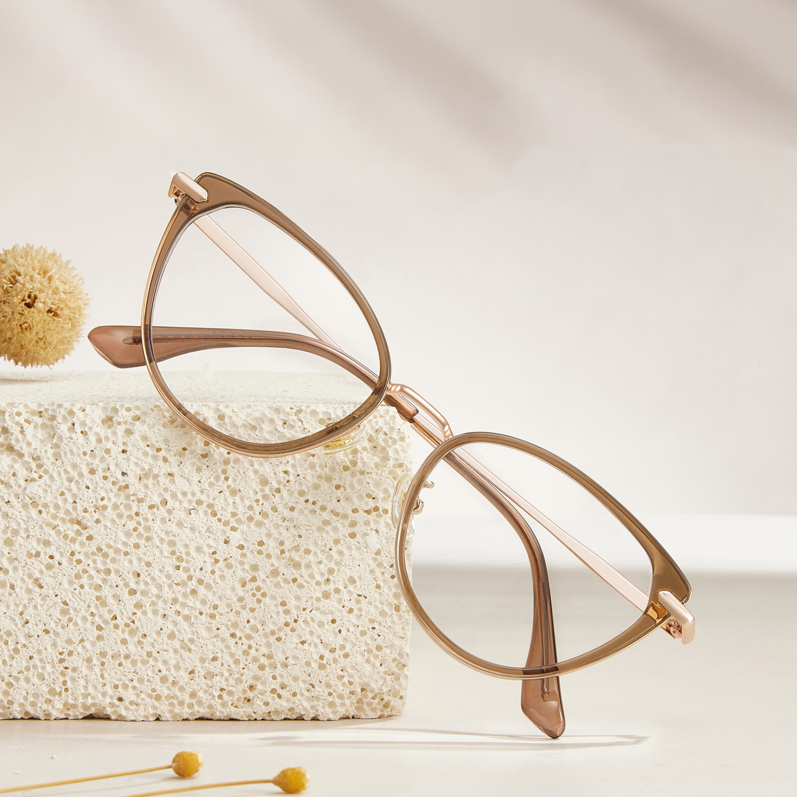 S11916 Gafas antiluz azul con borde metálico y pegamento dorado