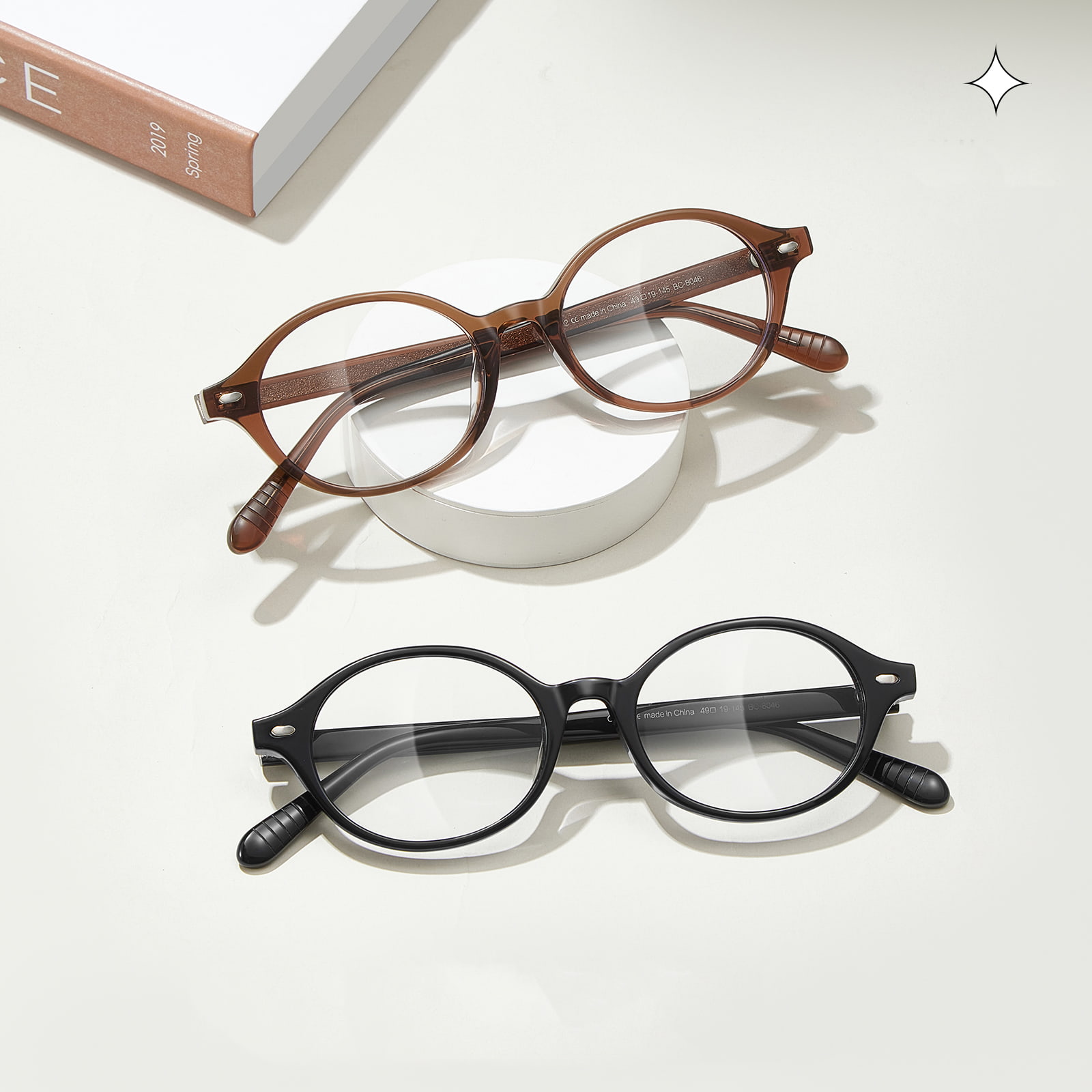 BC8046 Gafas ovaladas simples de acetato hipoalergénico