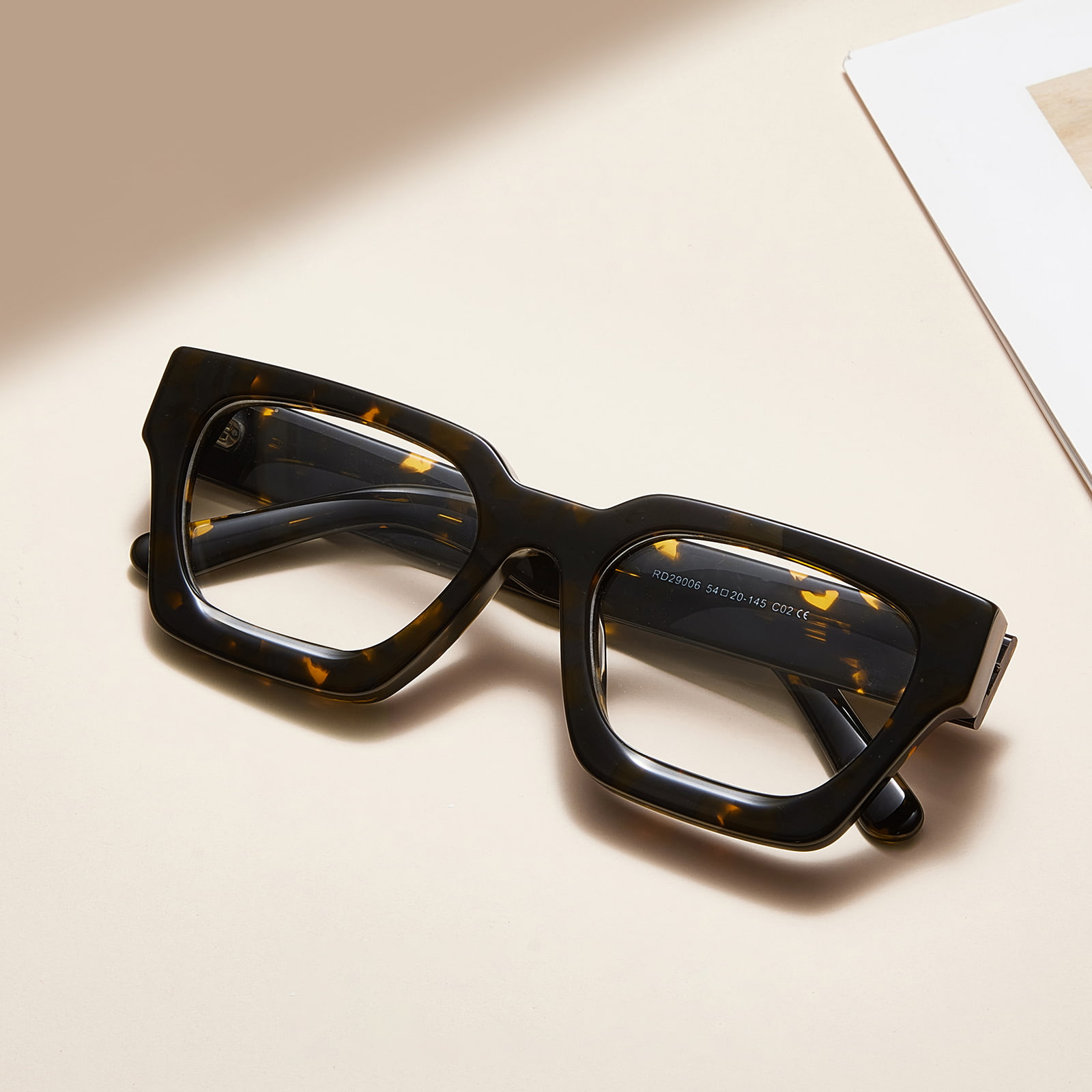 RD29006 Gafas de acetato con montura cuadrada rugosa y bisagras