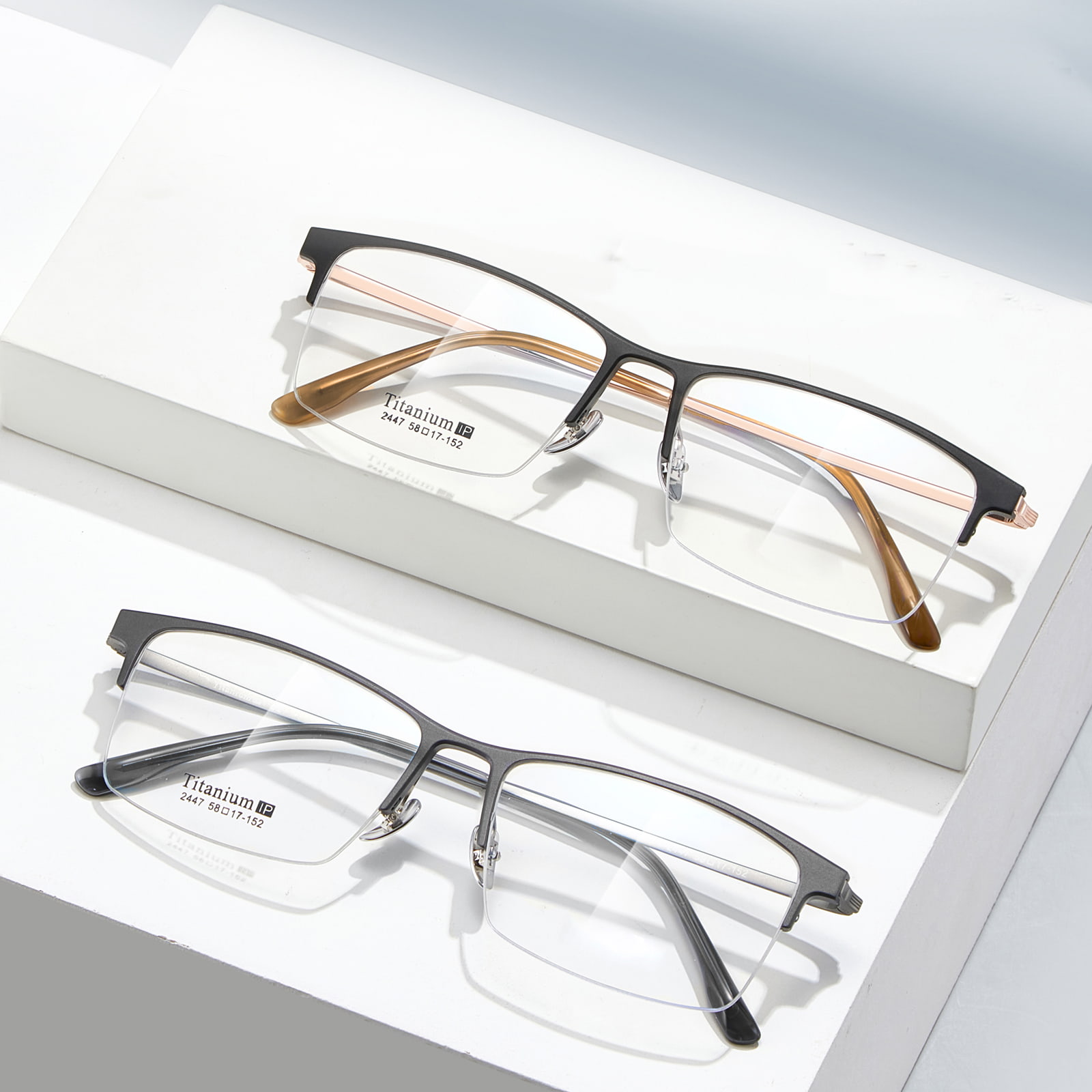 2447 Gafas de magnesio de aluminio con medio marco grande para oficina de computadora