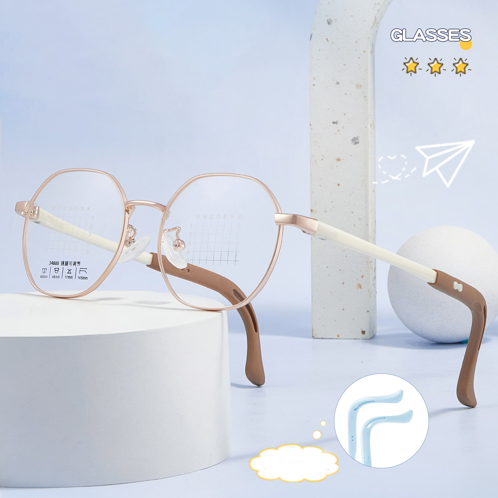 34686 Gafas juveniles de aleación poligonal