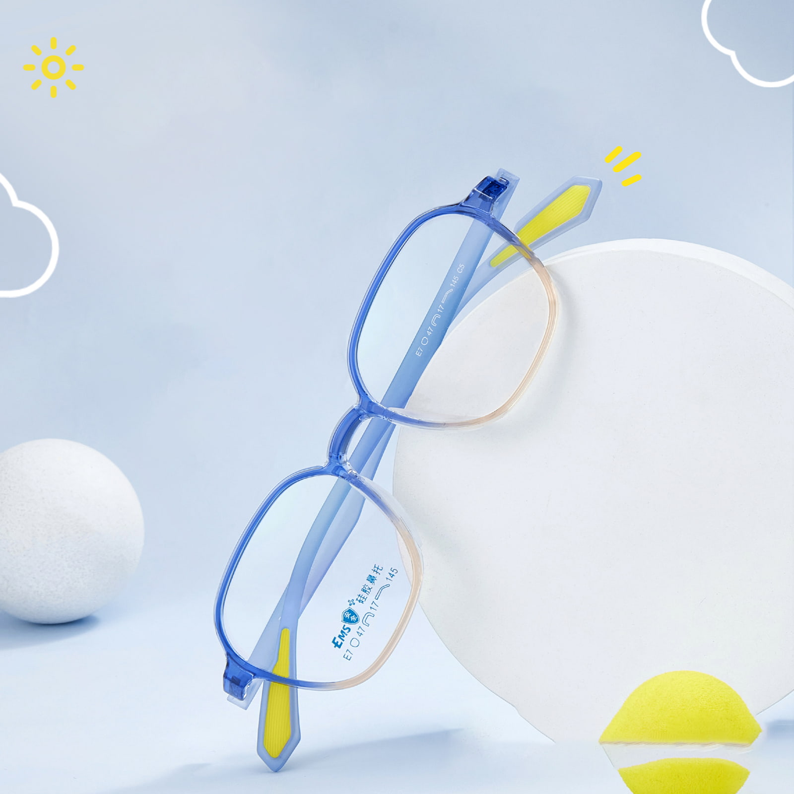 Gafas con almohadilla nasal de silicona suave y montura ancha de color degradado E7