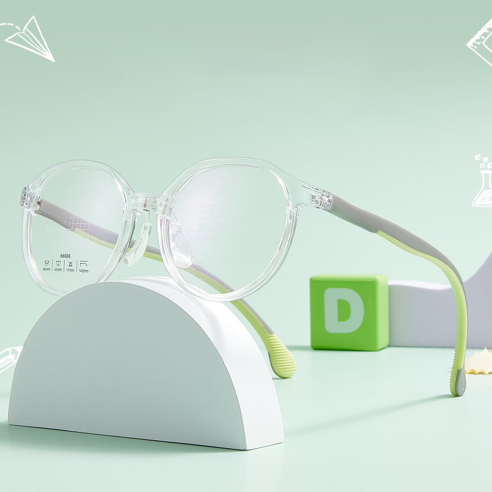 66006 Gafas infantiles con almohadilla nasal de silicona suave en forma de U multicolor