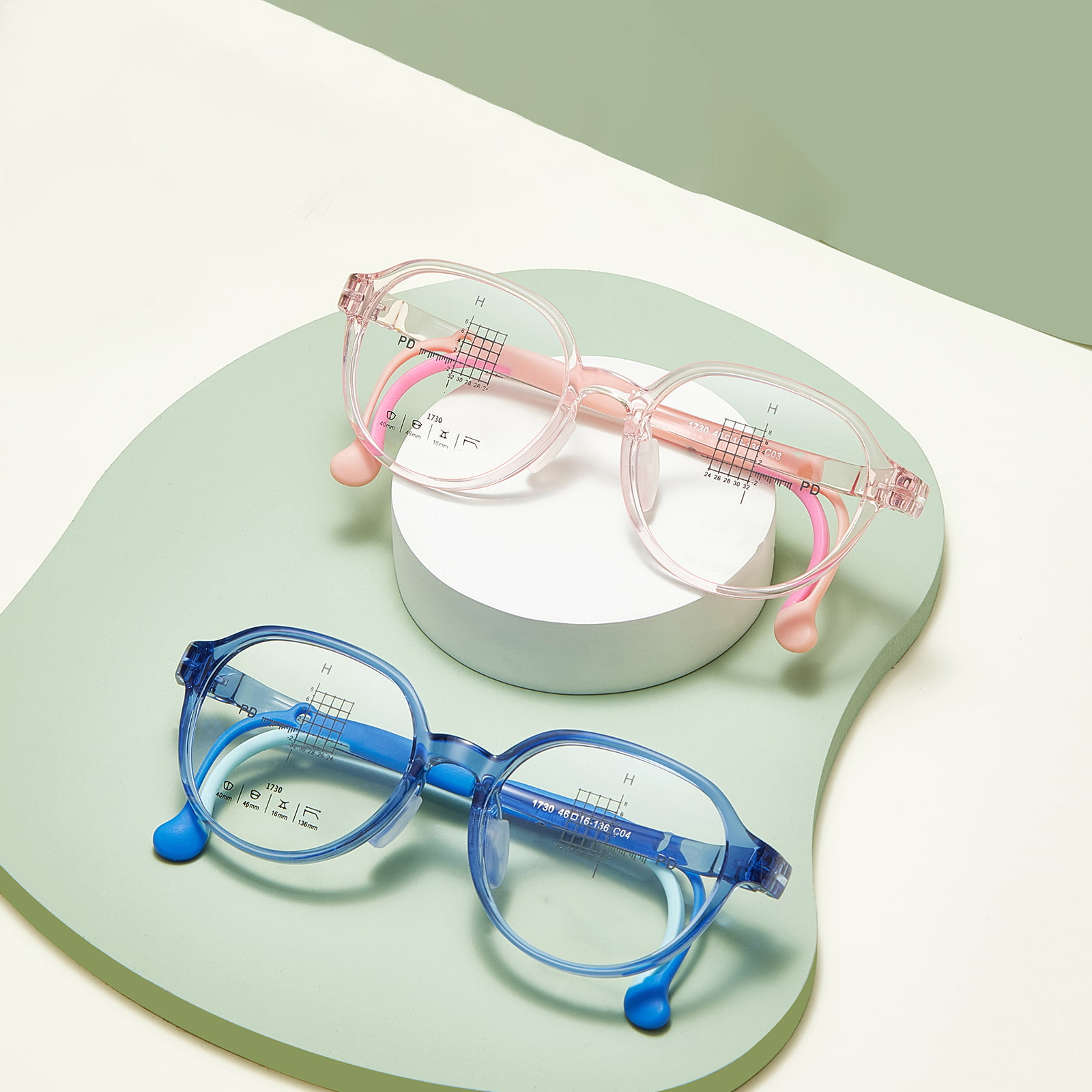 1730 Gafas con almohadilla para la nariz de silicona suave, curvadas arbitrariamente, respetuosas con el medio ambiente y respetuosas con la piel