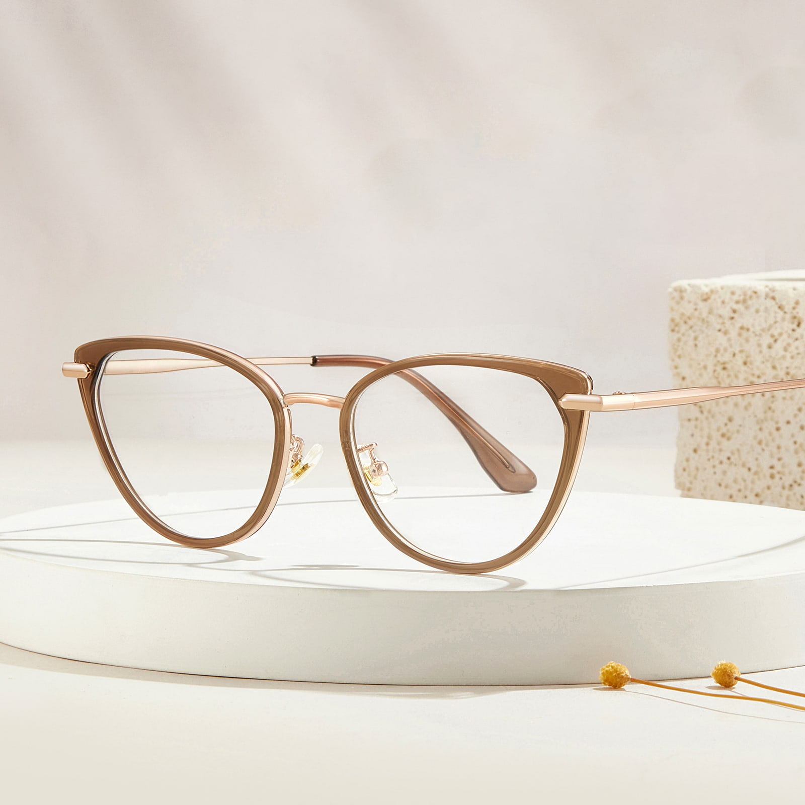 S11916 Gafas antiluz azul con borde metálico y pegamento dorado